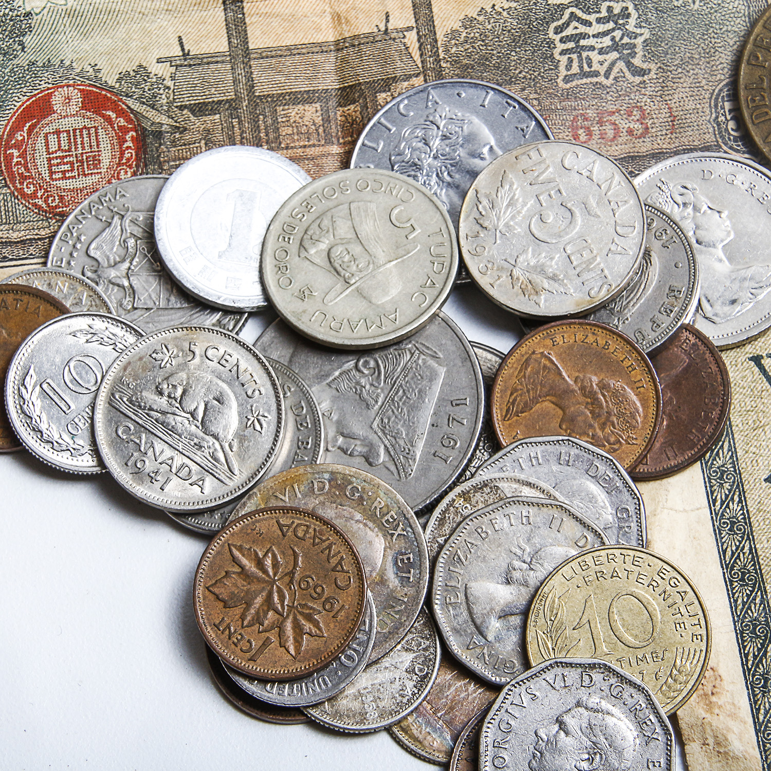 Collection of Foreign Coins and Currency