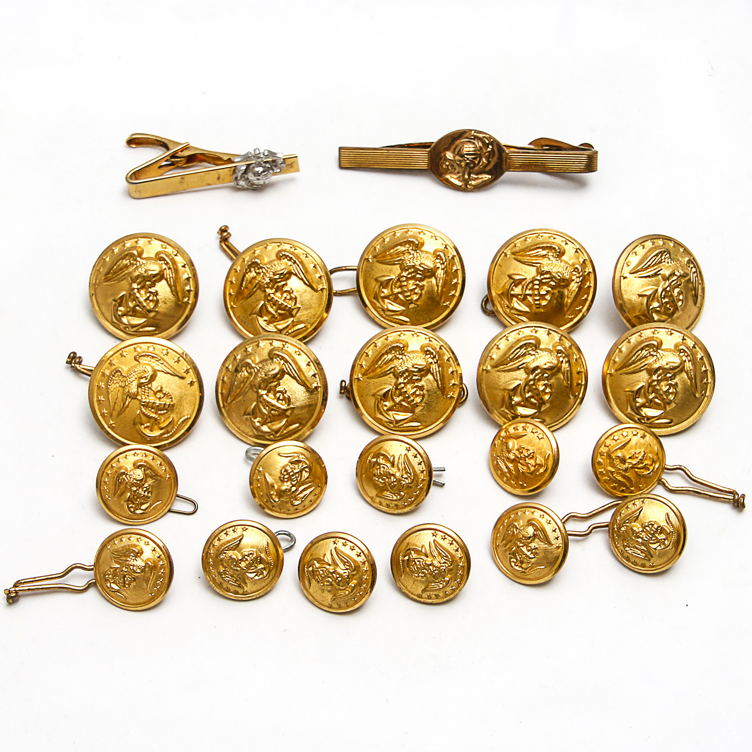 Vietnam-Era Navy Dress Uniform Buttons and Tie Clips