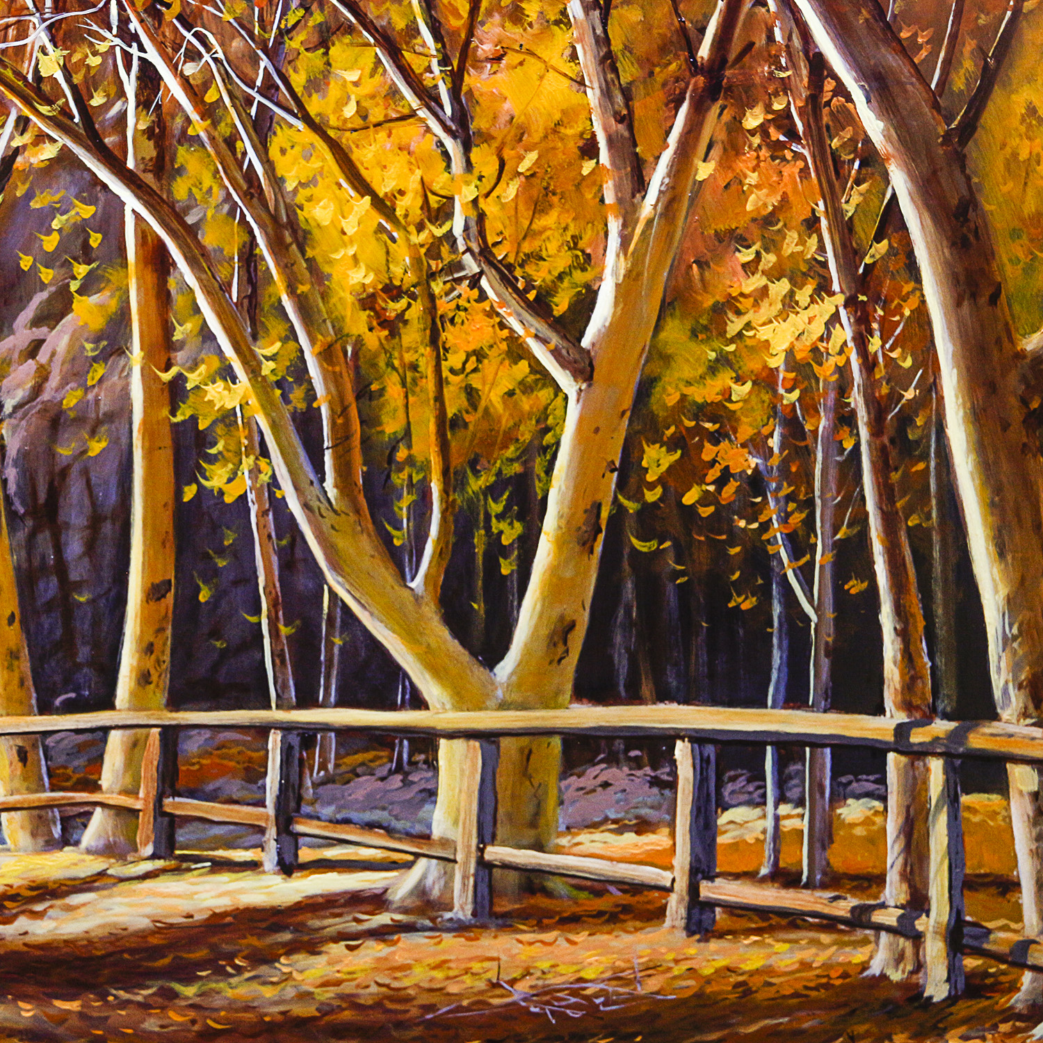 Bill Shaddix Oil on Board "Sycamore Crossing"