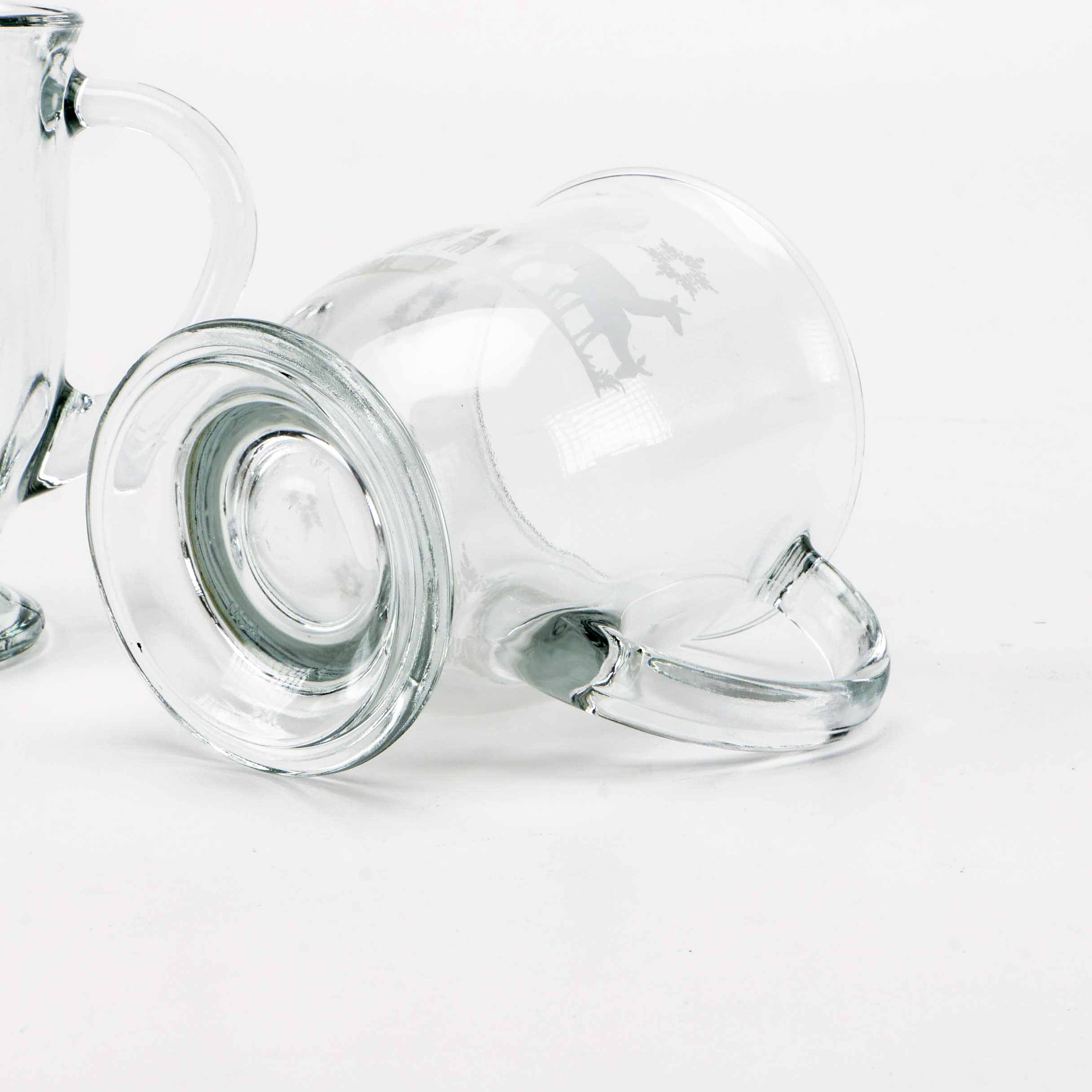 Anchor Hocking Glass Mug Set With Snowflake and Deer Design