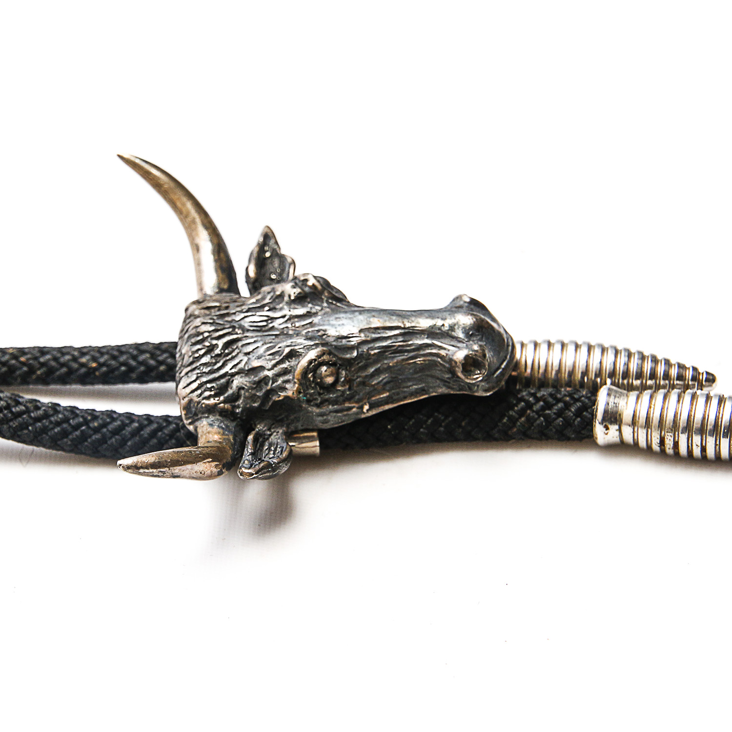 Southwestern Style 800 Silver and Silver Tone Steer's Head Bolo