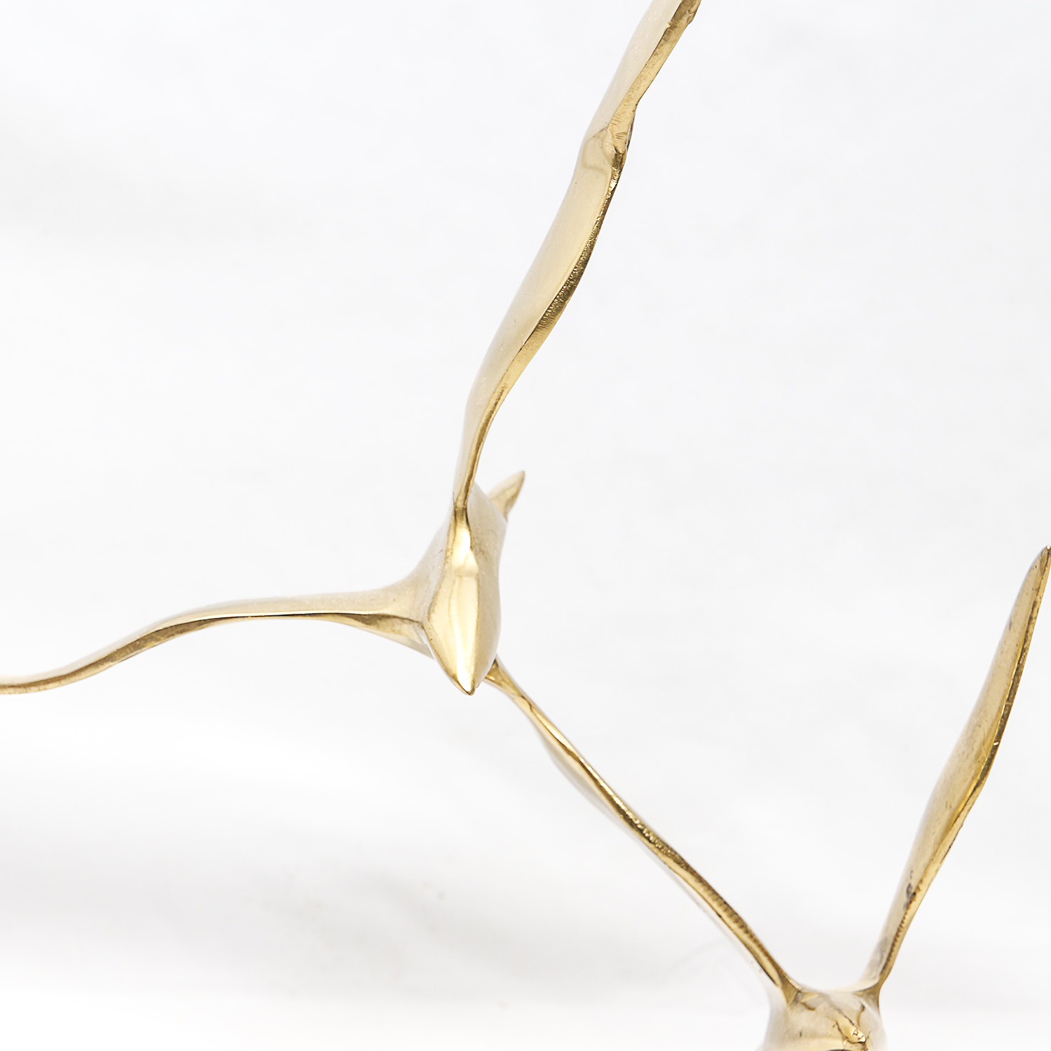 Mid-Century Brass Sculpture of Seagulls on a Black Marble Base