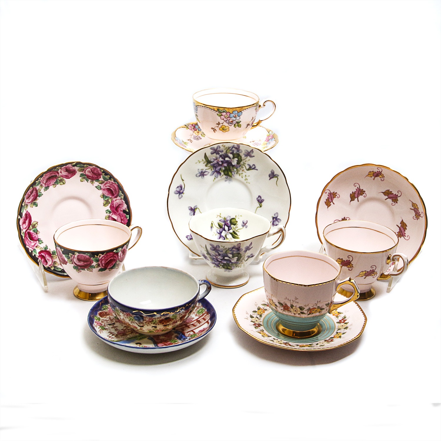 Vintage Fine English Bone China Teacups and Saucers