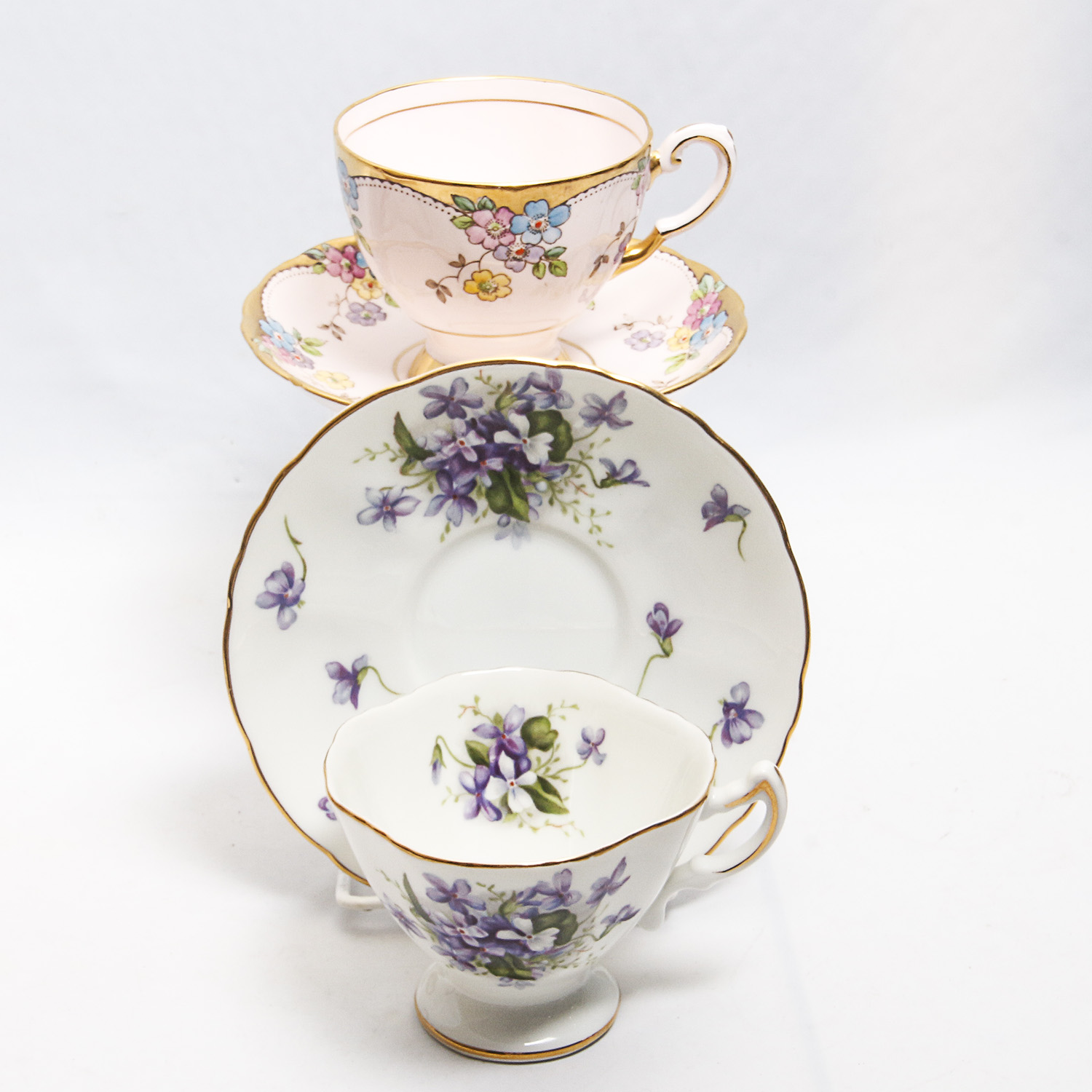 Vintage Fine English Bone China Teacups and Saucers