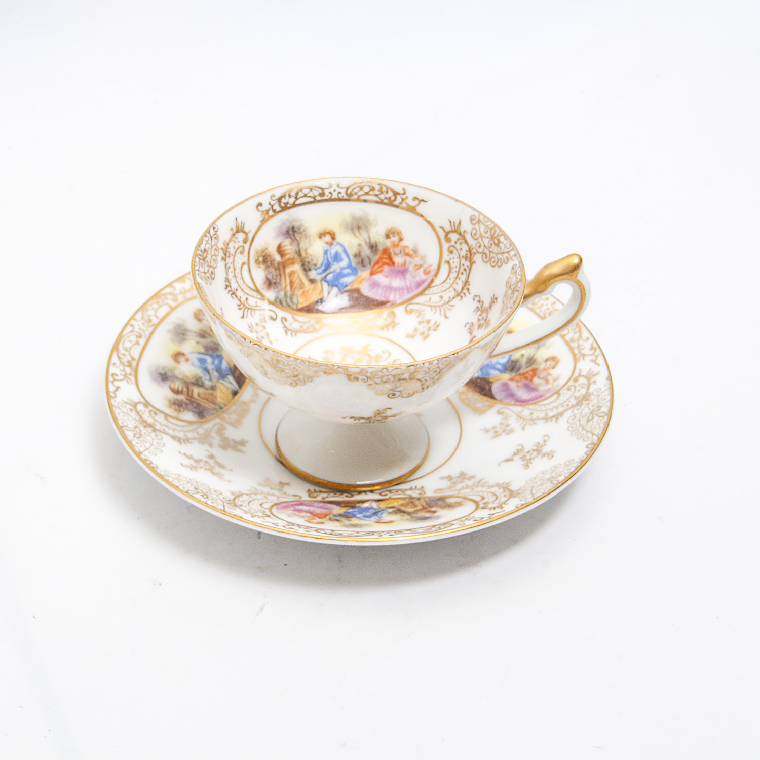 Collection of Porcelain Teacups and Saucer Pairs