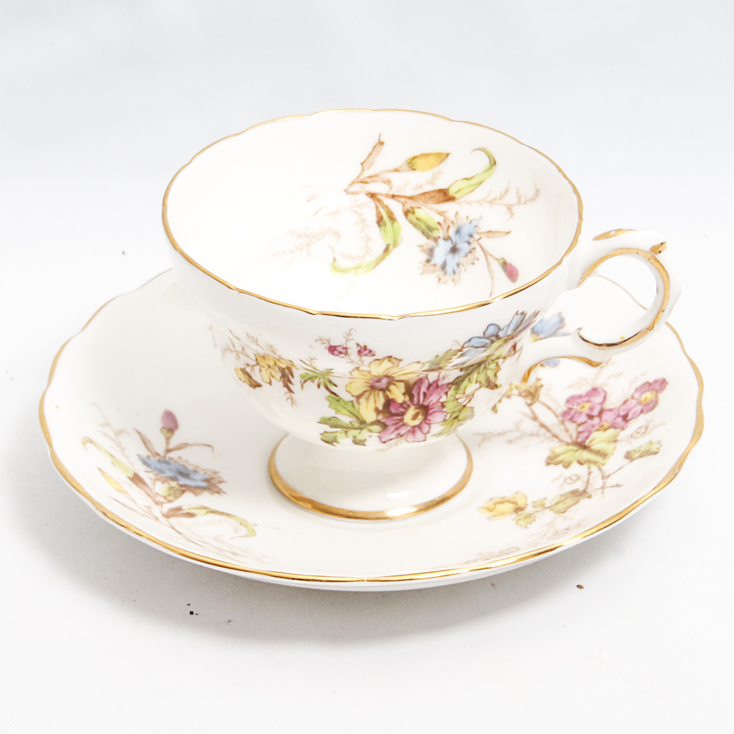 Collection of Porcelain Teacups and Saucer Pairs