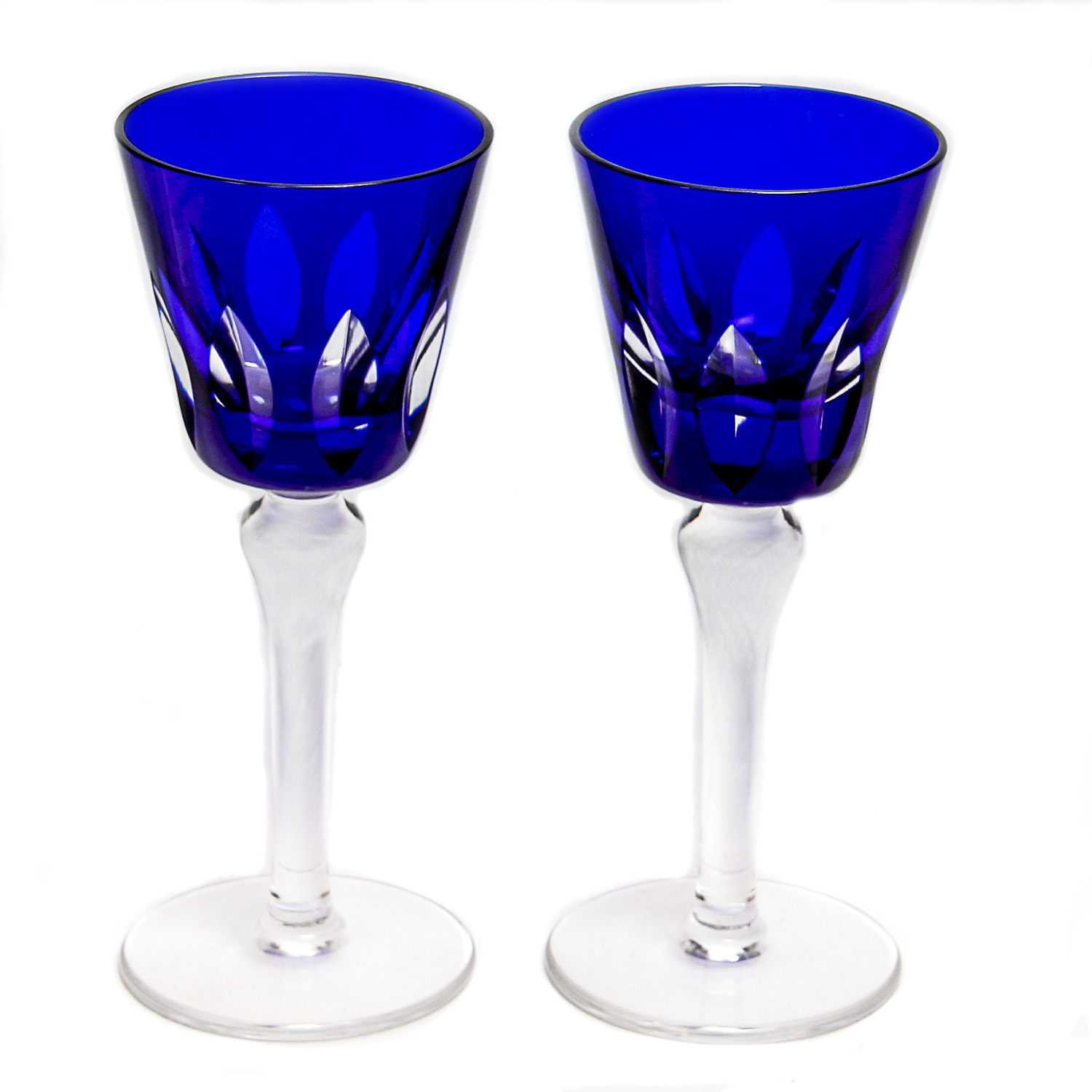Pair of St. Louis Cased Wine Glasses From The S.S. France