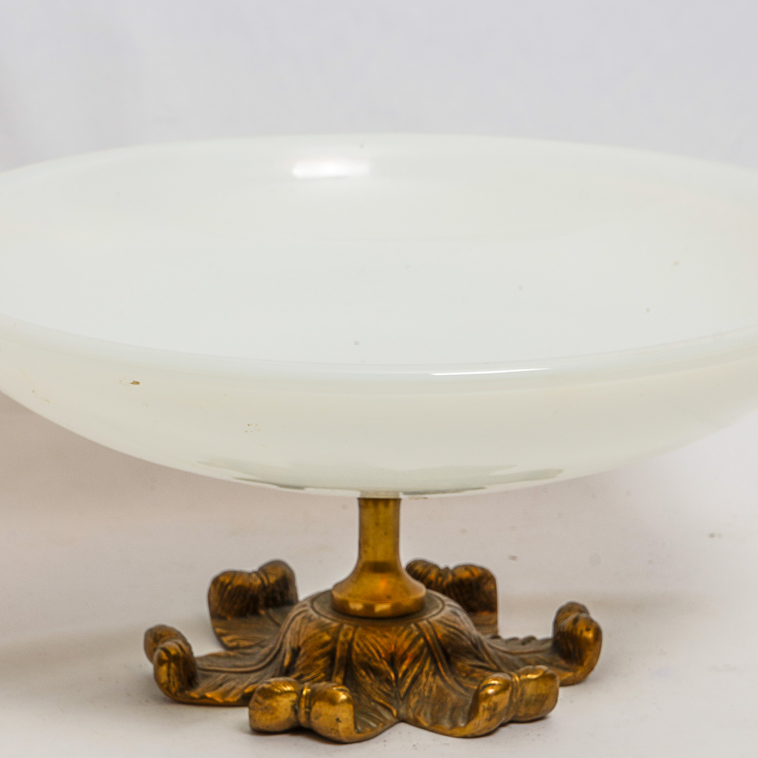 Vintage Murano Art Glass Bowl with Brass Pedestal Base