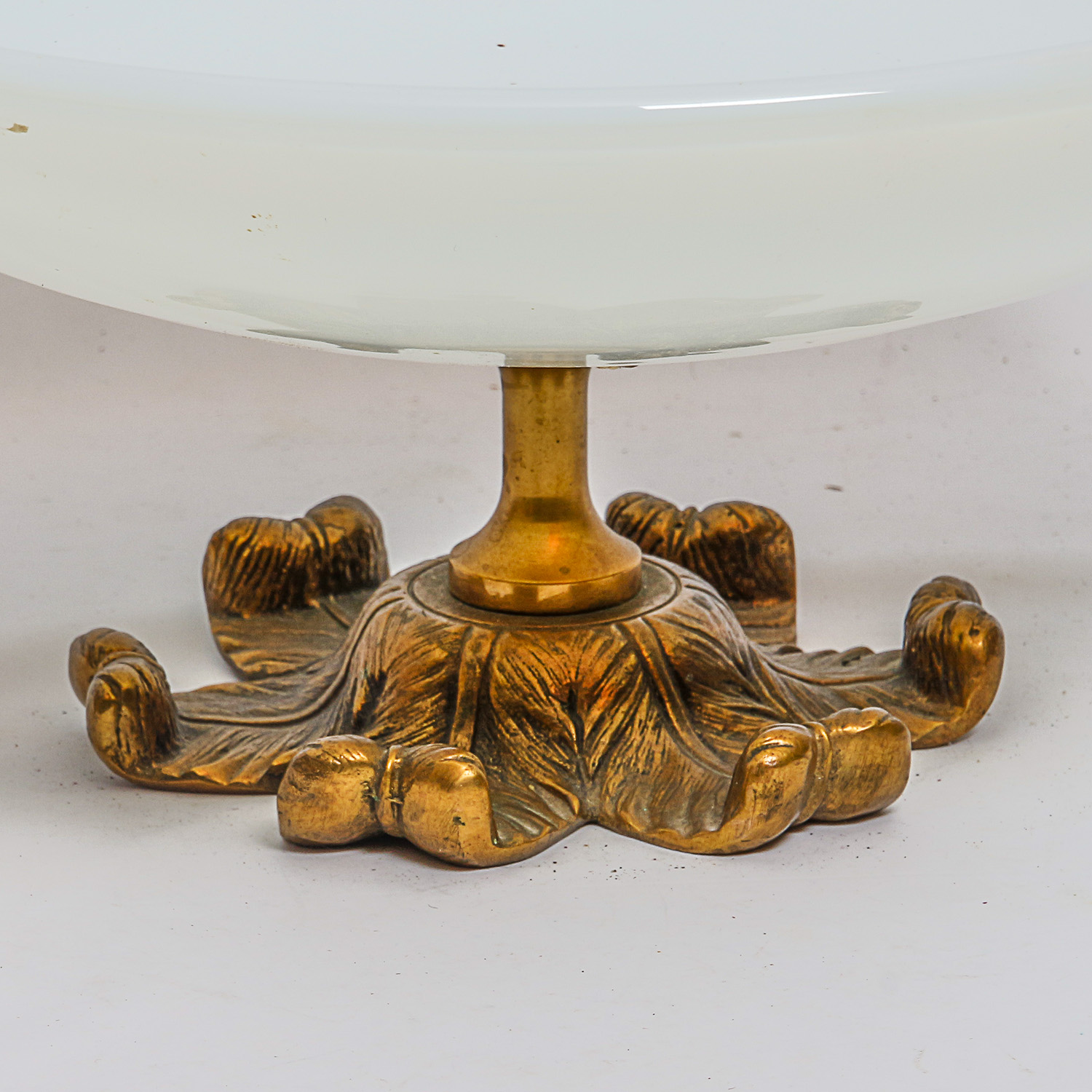 Vintage Murano Art Glass Bowl with Brass Pedestal Base