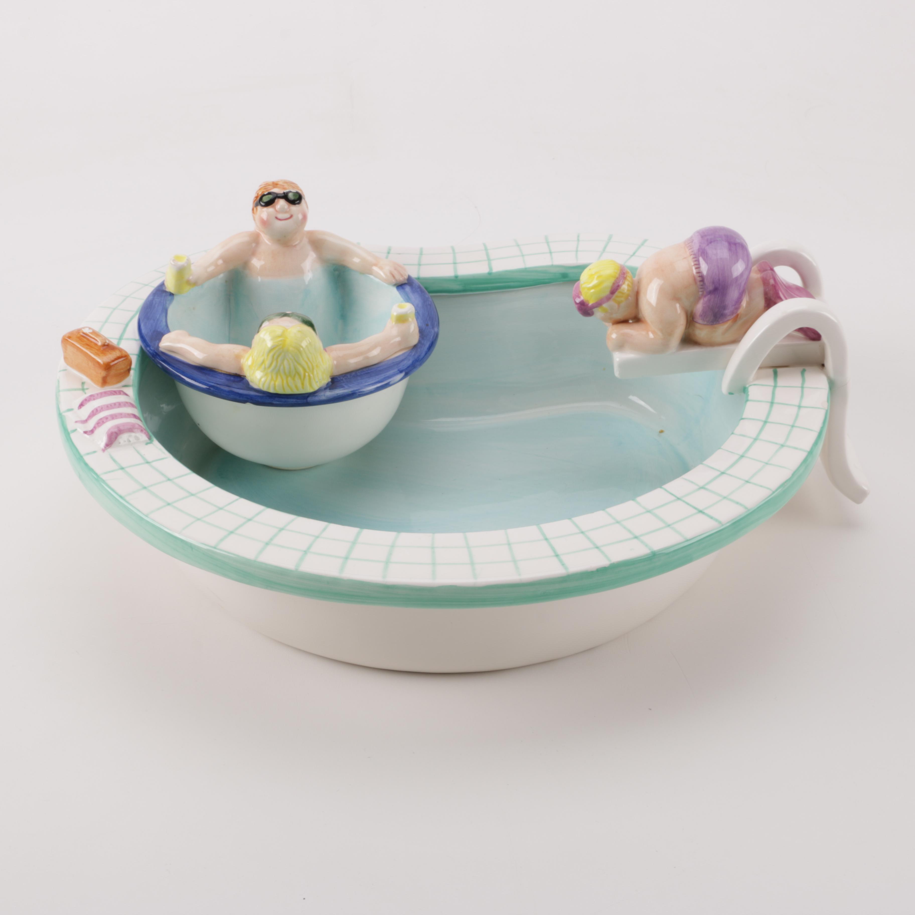 Lotus Swimming Pool Theme Chip and Dip Serveware