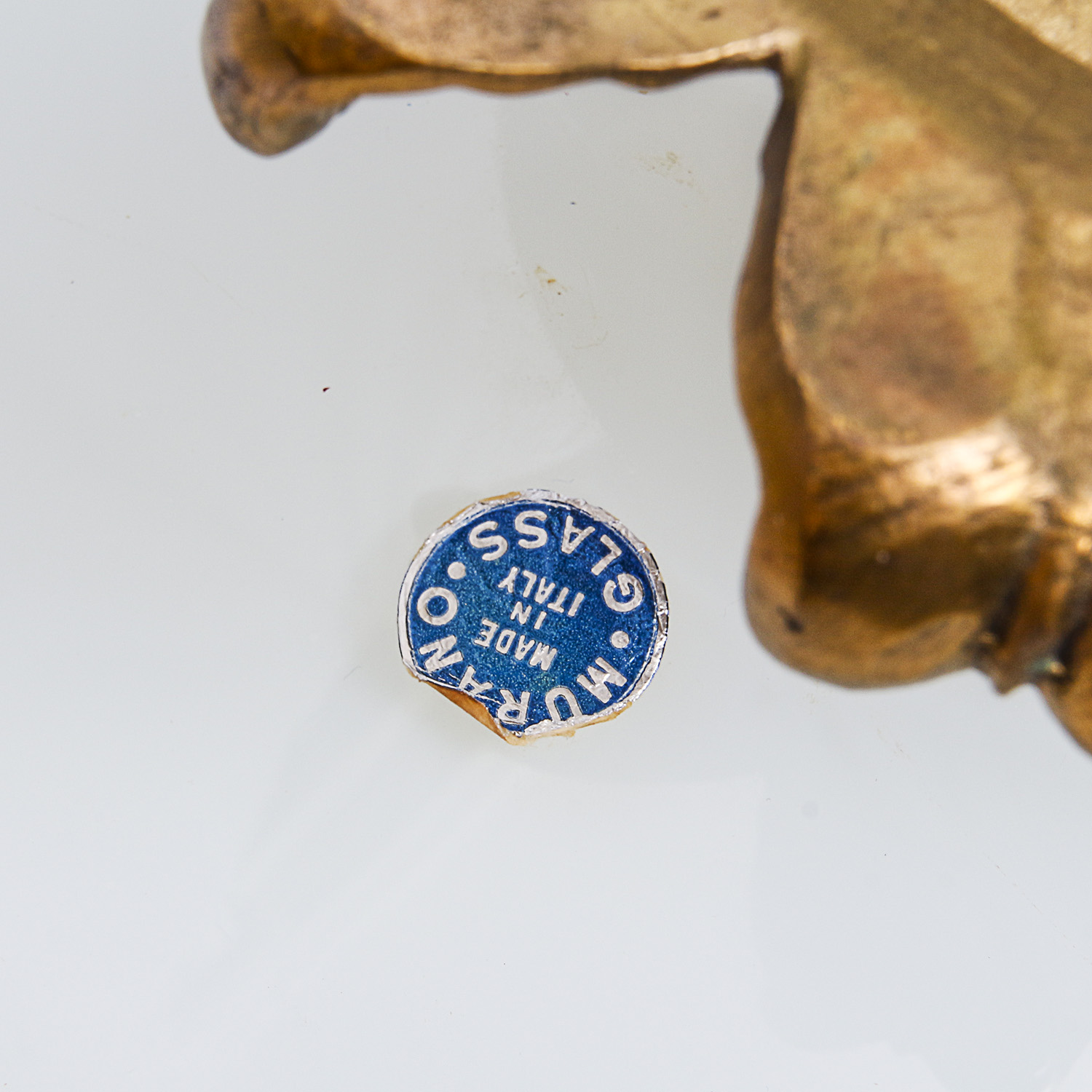 Vintage Murano Art Glass Bowl with Brass Pedestal Base