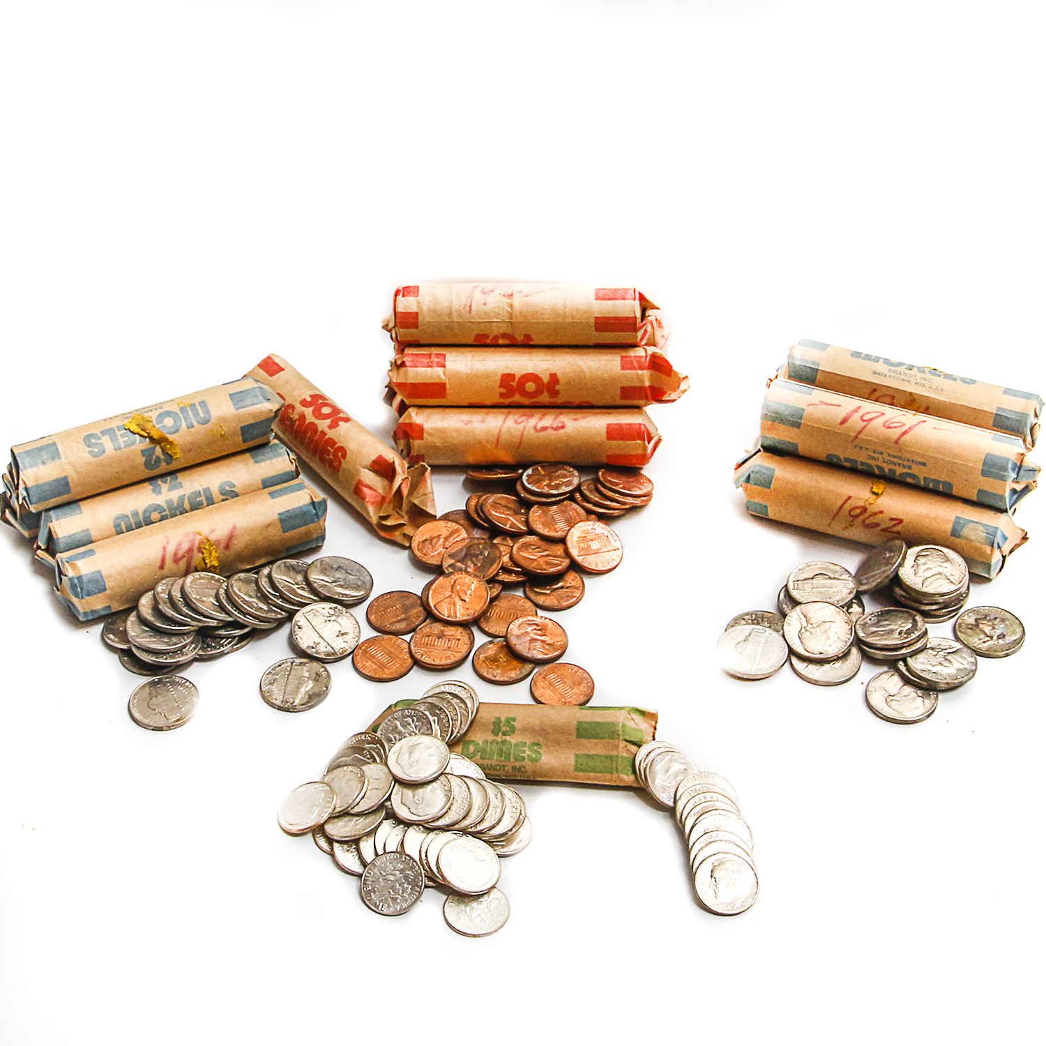 Collection of 1960s Pennies, Nickels and Dimes