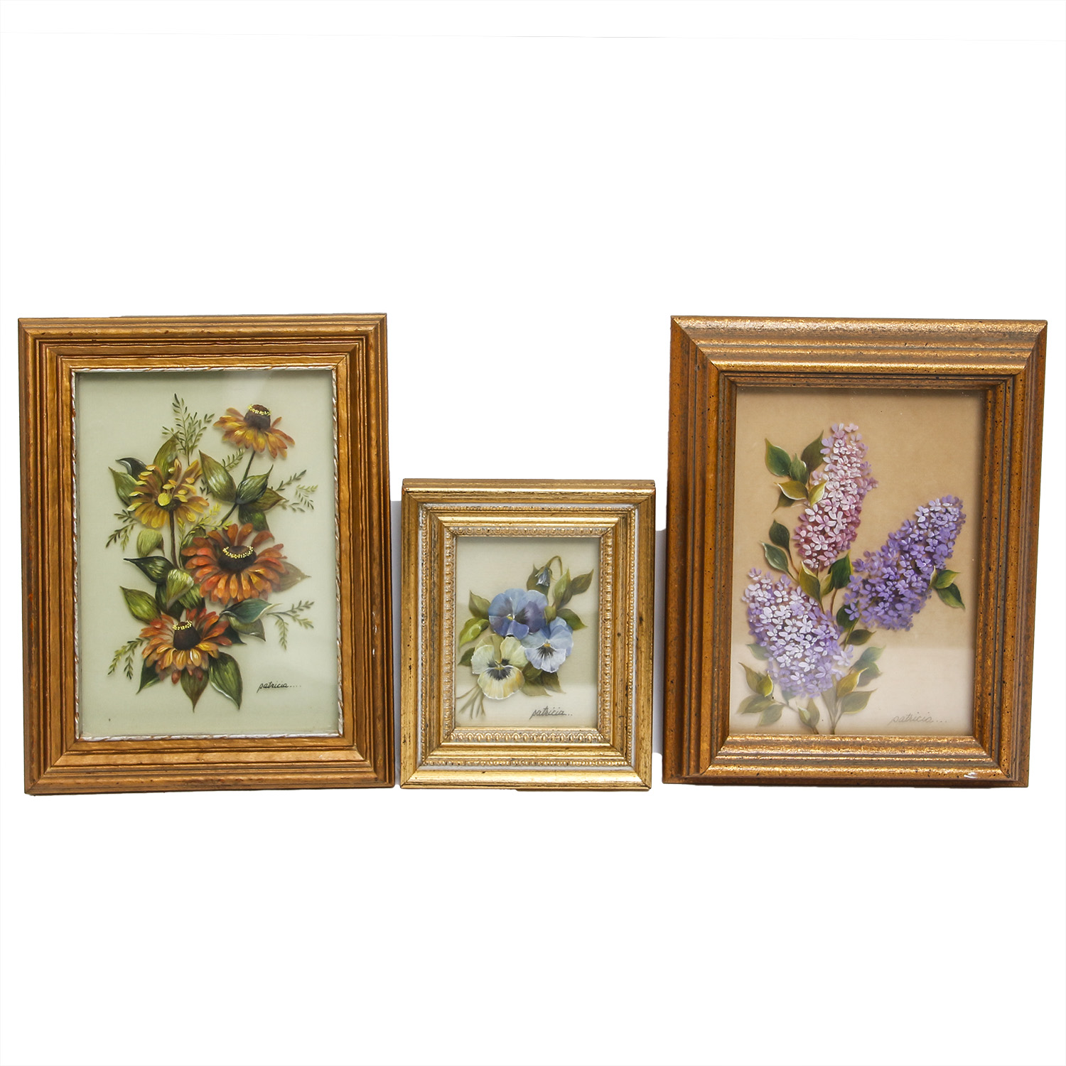 Collection of Reverse Glass Flower Paintings