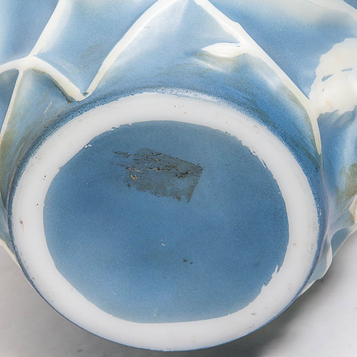 Vintage Phoenix Consolidated Glass Blue and White Floral Vase