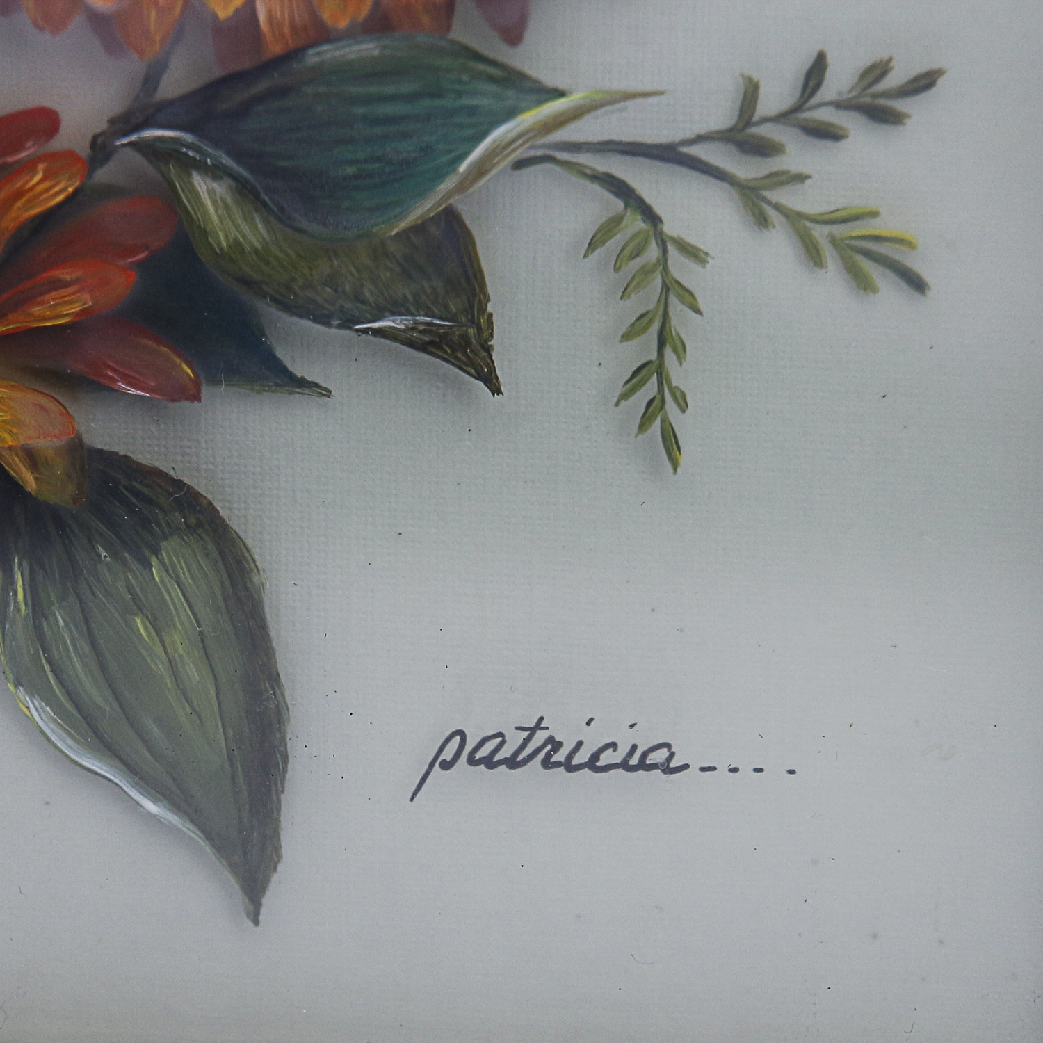 Collection of Reverse Glass Flower Paintings