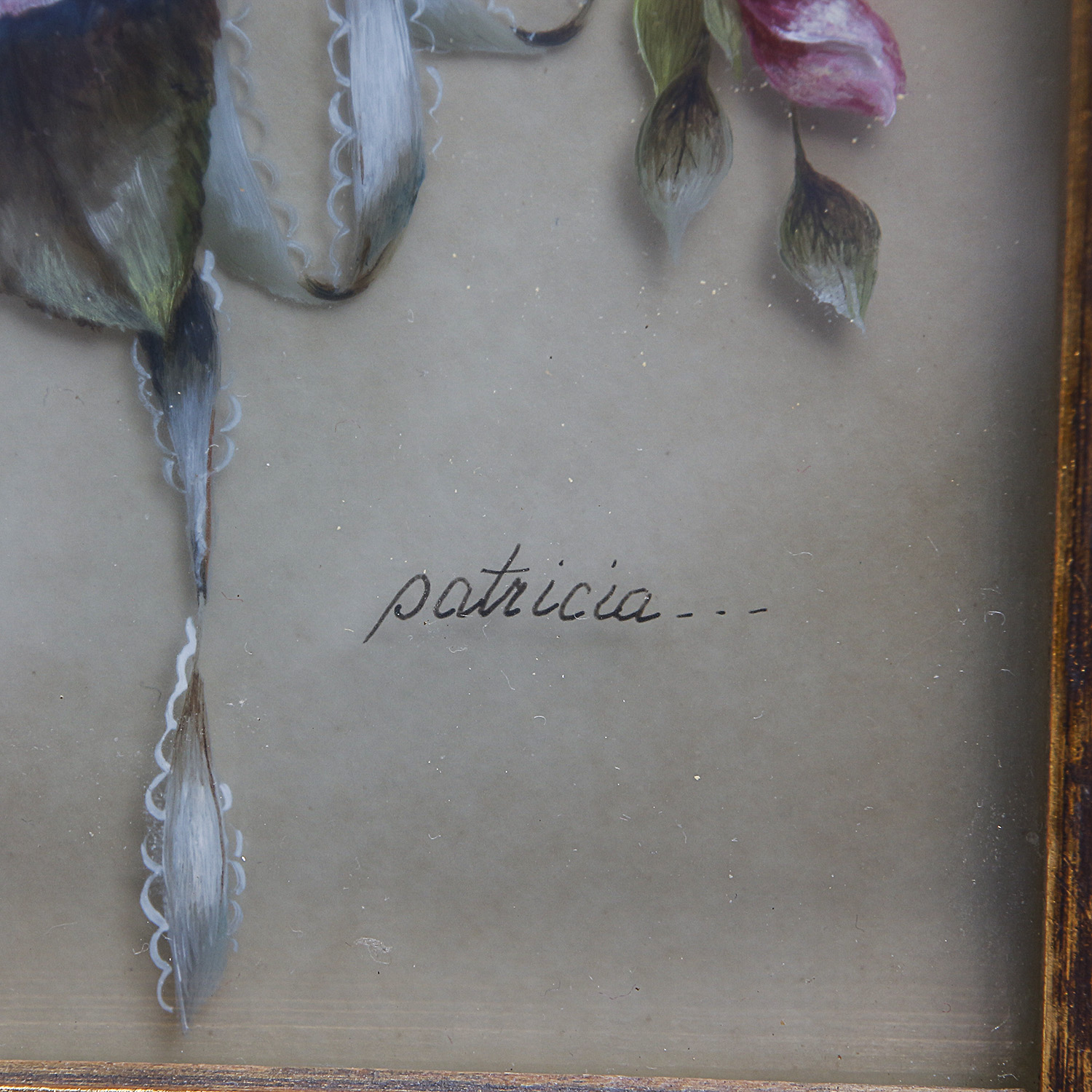 Pair of Reverse Glass Floral Paintings