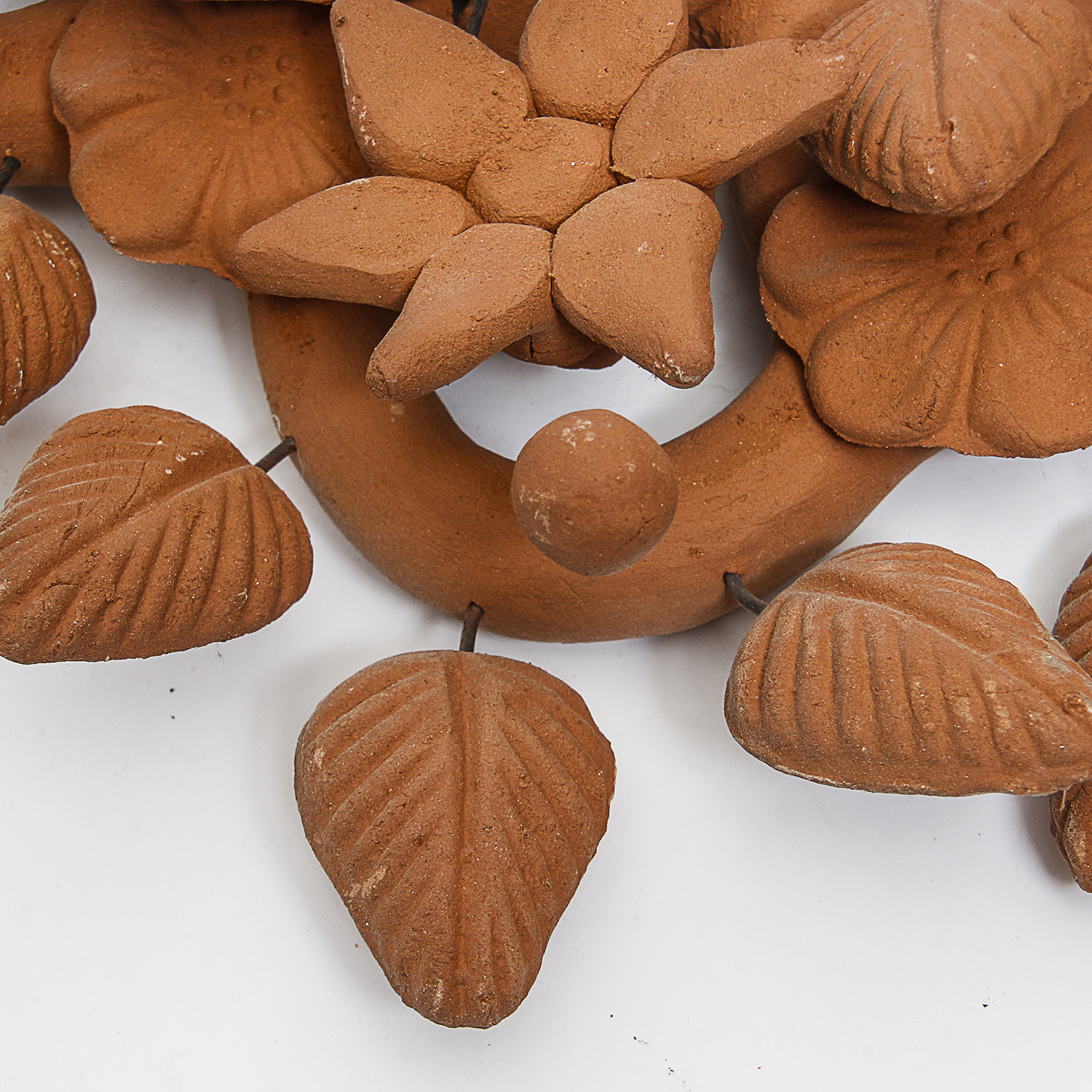 Vintage Mexican Hand-Sculpted Terracotta Wall Mirror