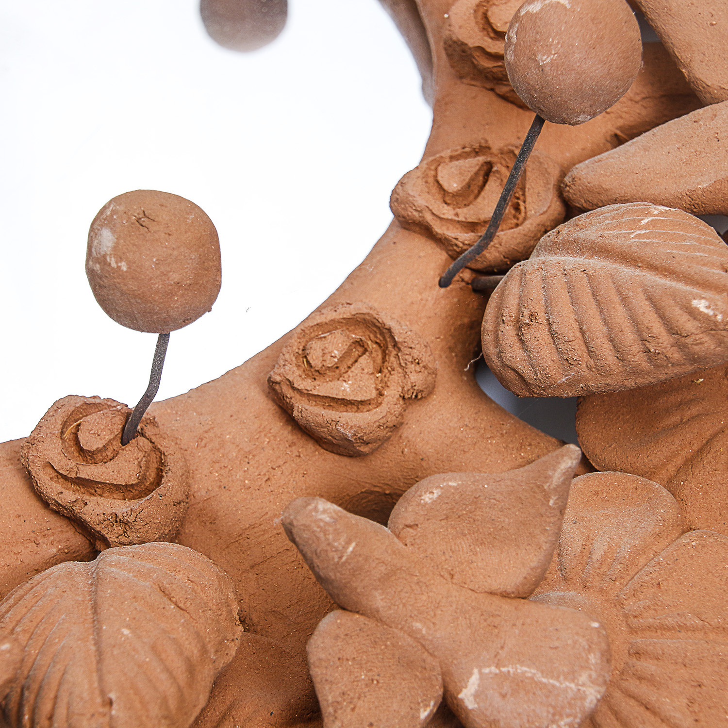 Vintage Mexican Hand-Sculpted Terracotta Wall Mirror