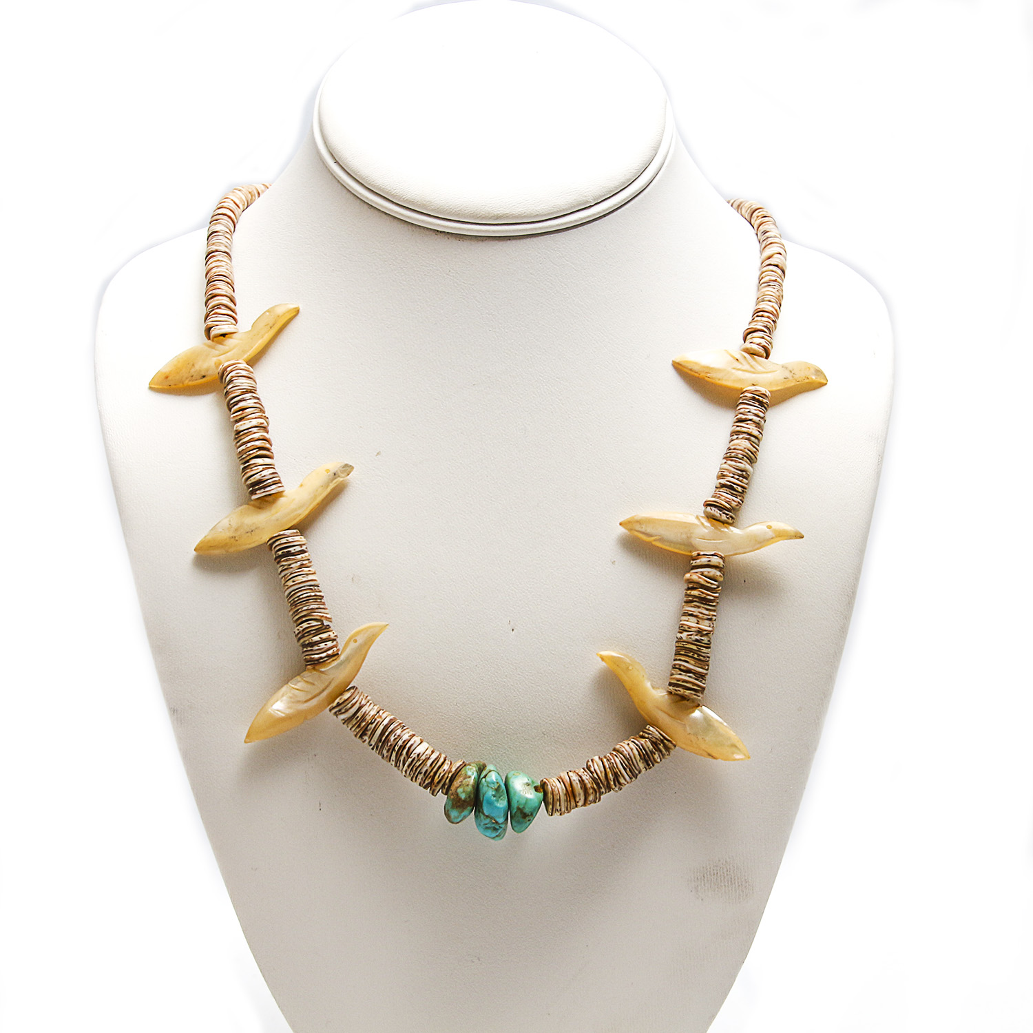 Santo Domingo Style Gemstone Fetish Heishi Bead Necklace