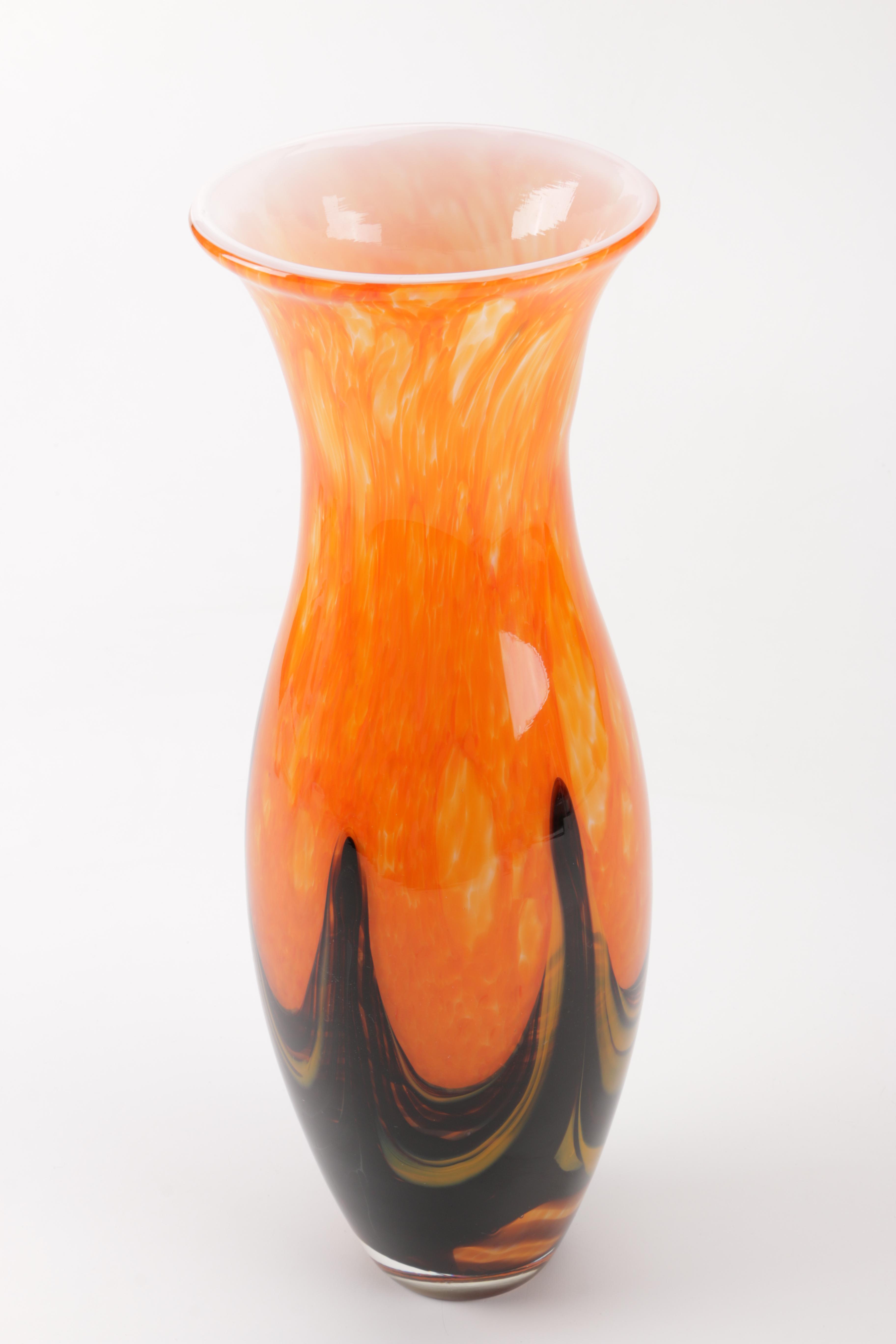Orange and Brown Glass Vase