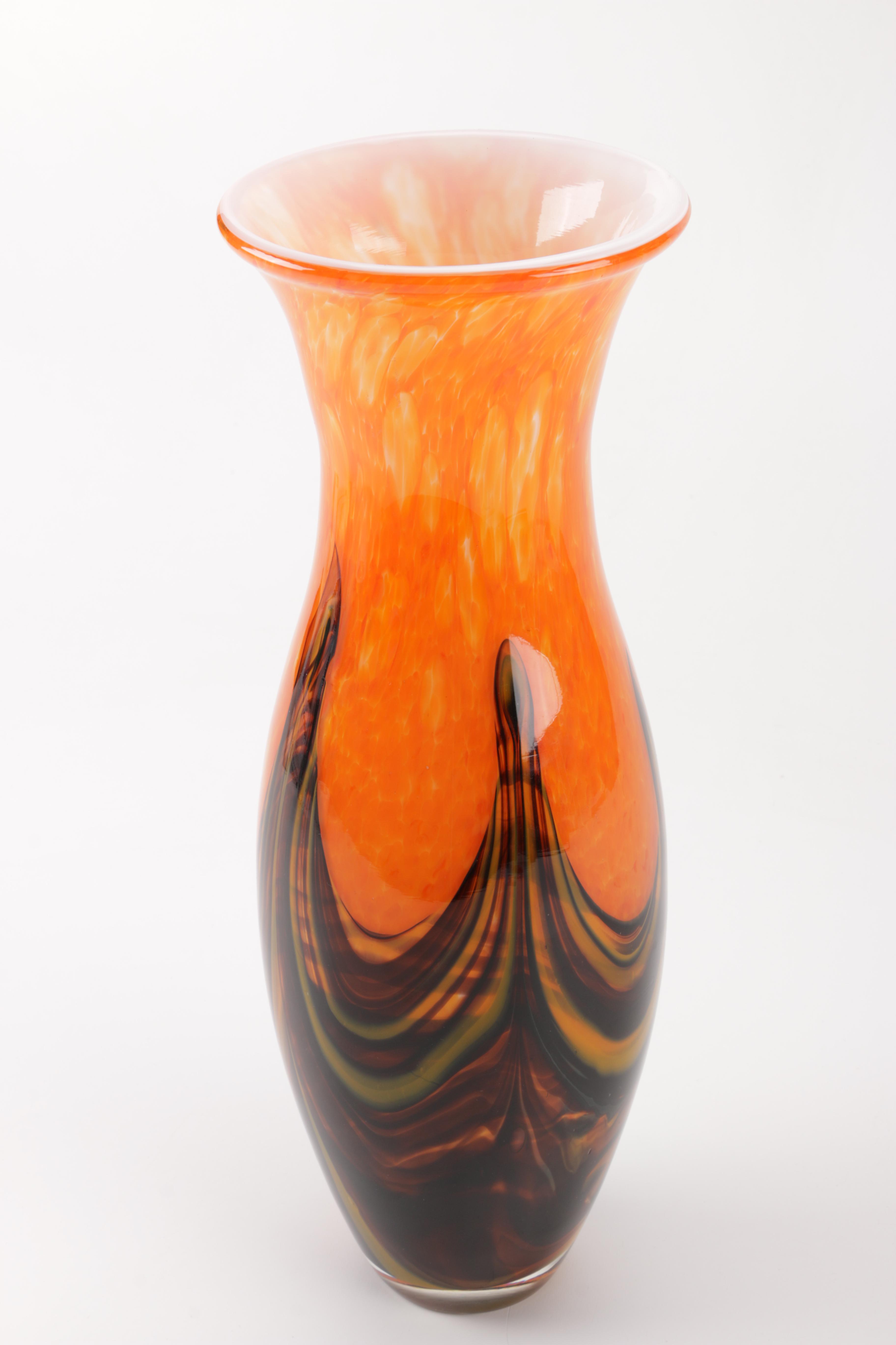 Orange and Brown Glass Vase