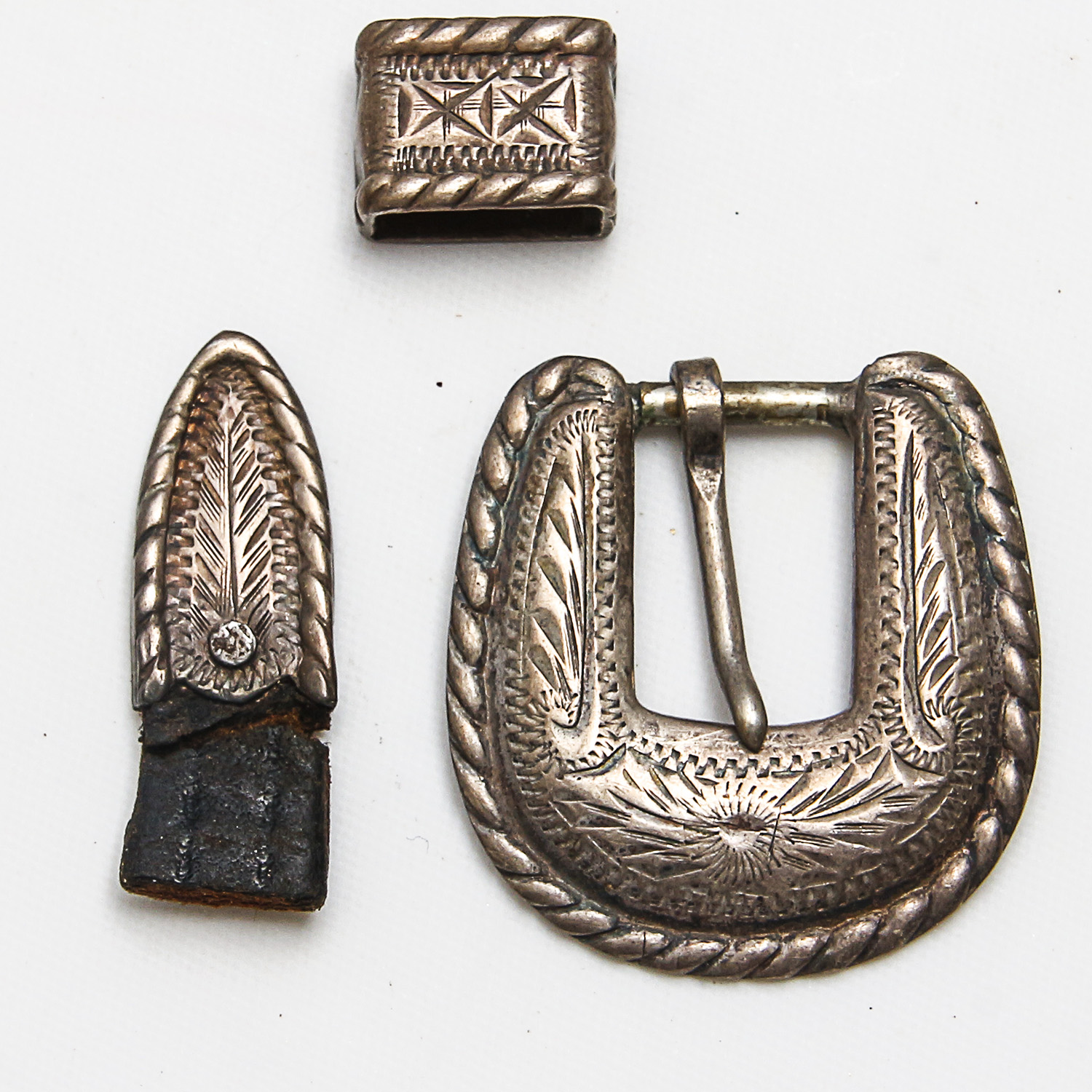 Sterling Silver Buckle, Buttons and Conchos