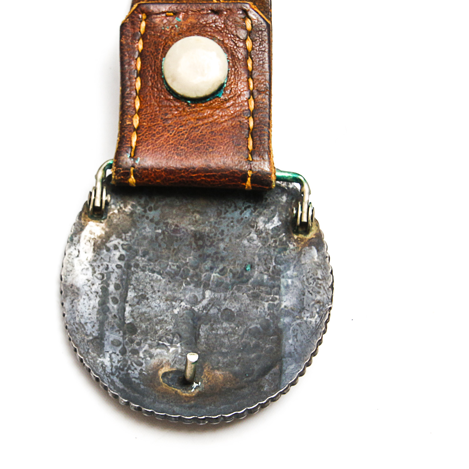 Leather Belt and 800 Silver Buckle with Howlite Inlay