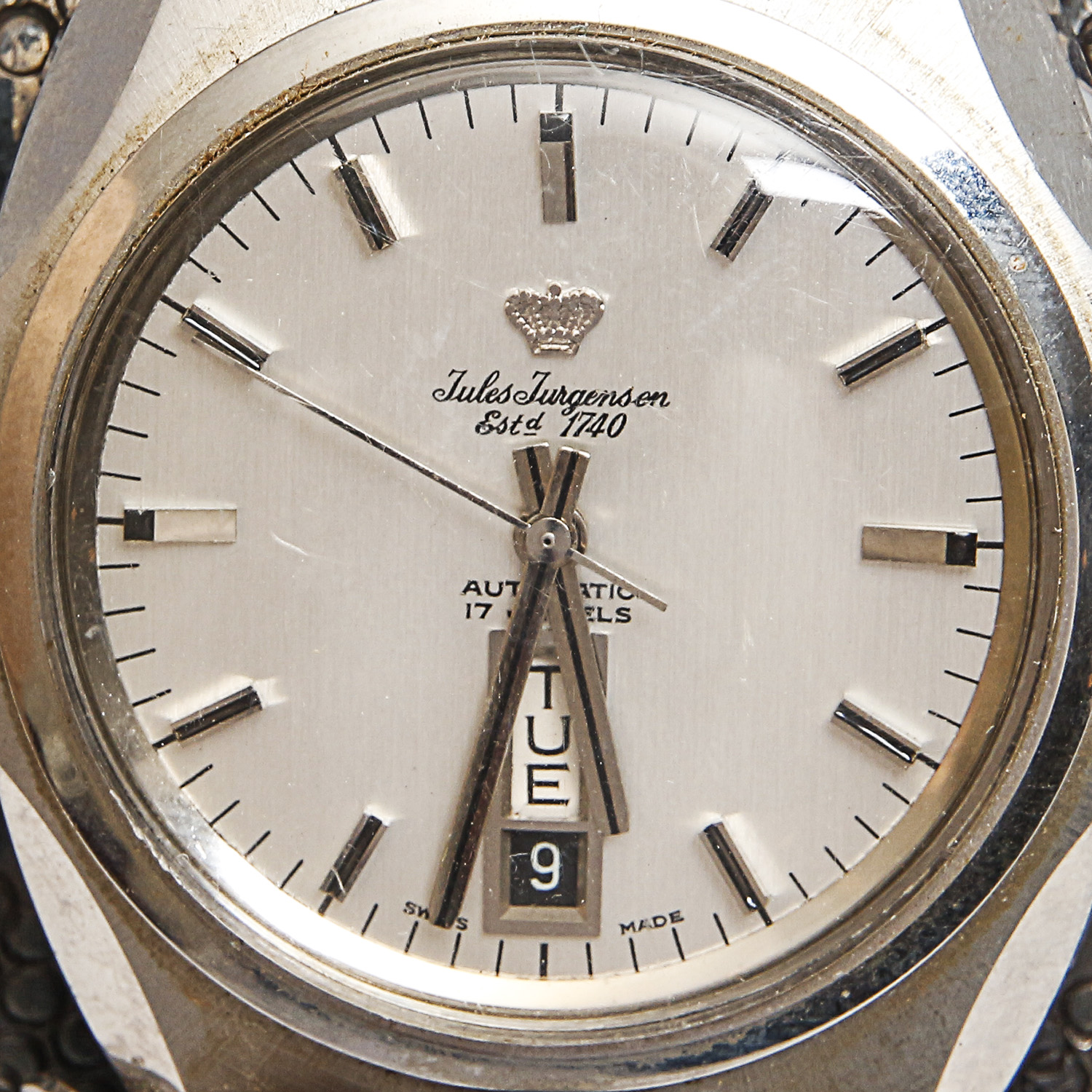 Sterling Cuff Watch Bracelet with Coral and Turquoise Inlay