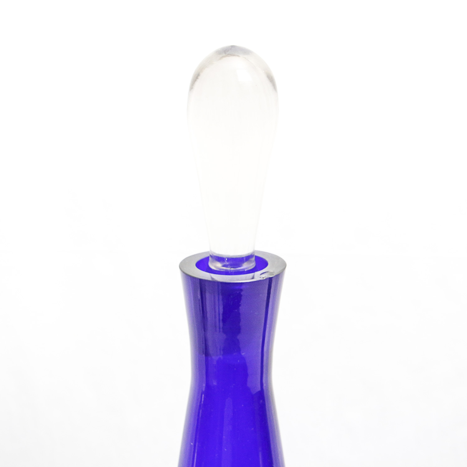 Pair of Italian Art Glass Decanters with Clear Stoppers Featuring V. Nason & Co.