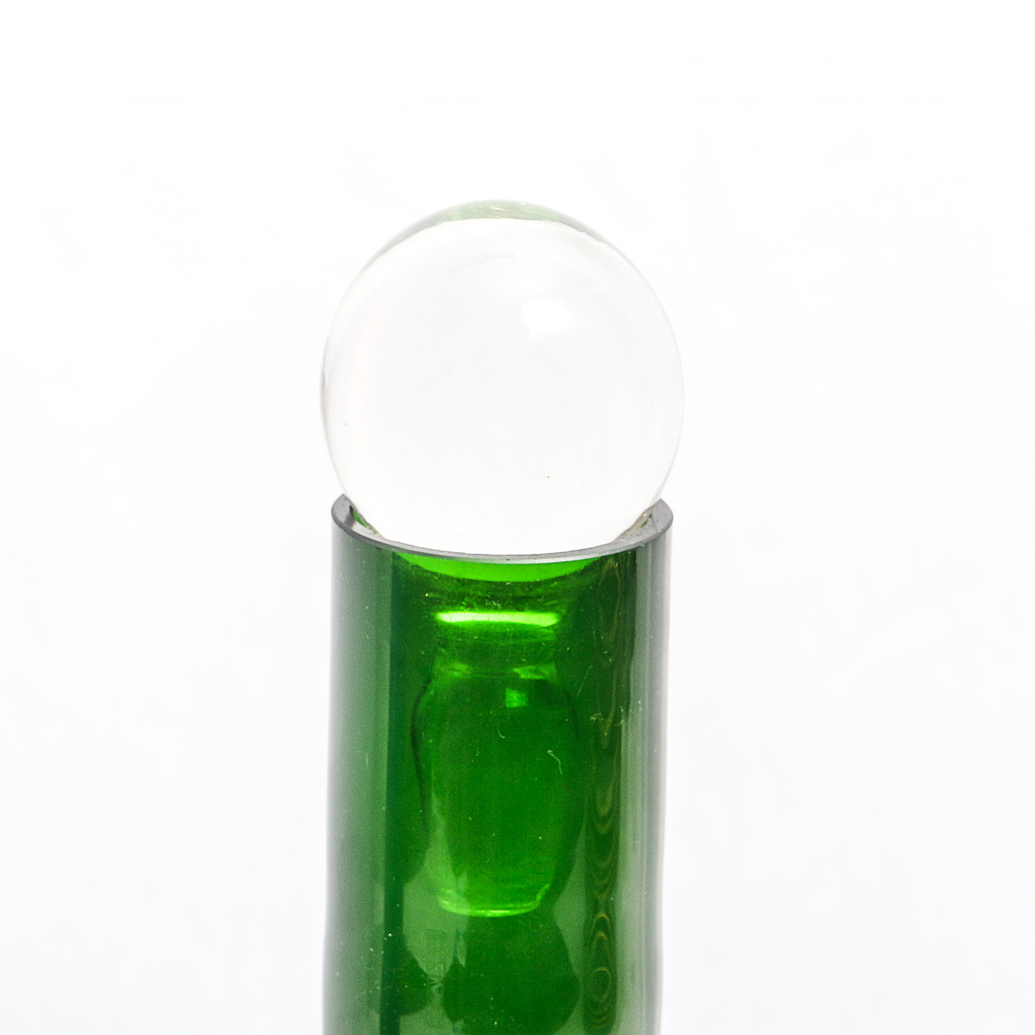 Pair of Italian Art Glass Decanters with Clear Stoppers Featuring V. Nason & Co.