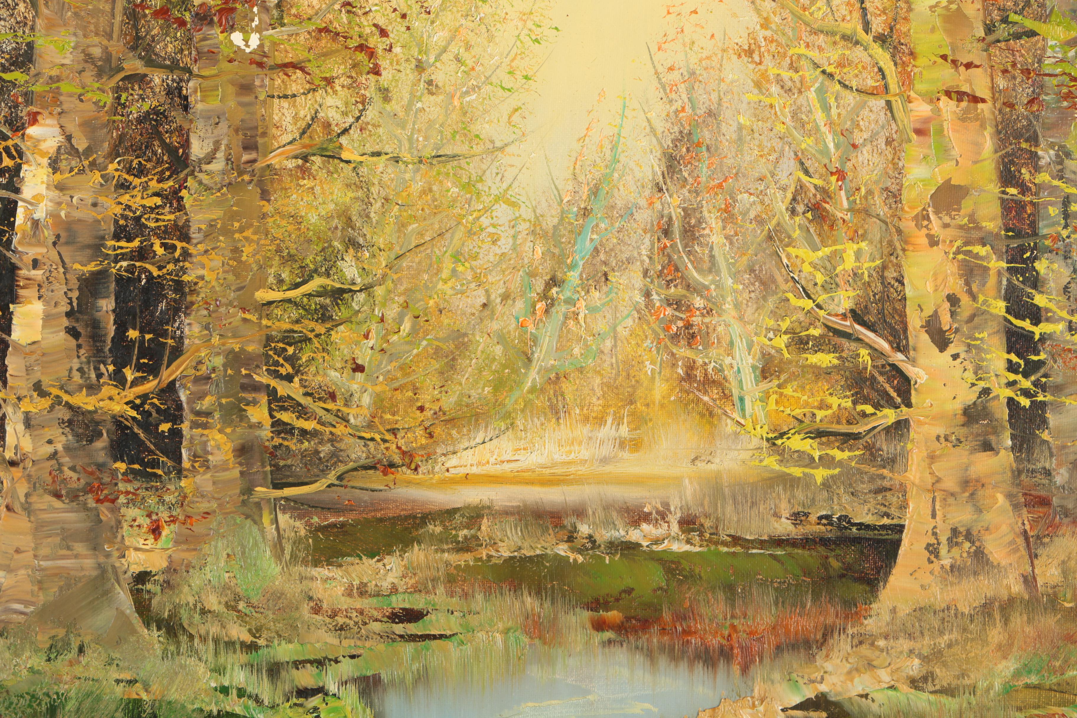 Schorrer Oil Painting on Canvas of a Winding Stream