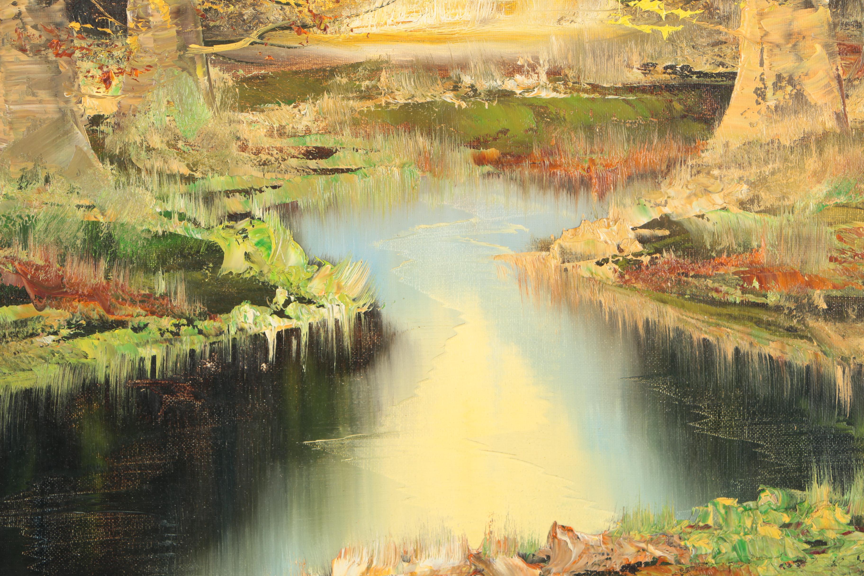 Schorrer Oil Painting on Canvas of a Winding Stream