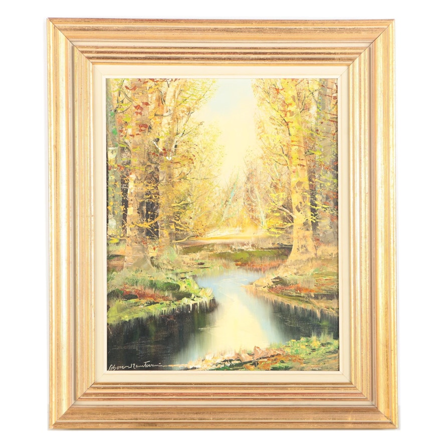 Schorrer Oil Painting on Canvas of a Winding Stream