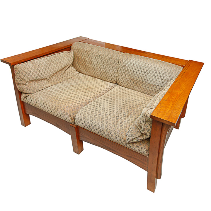 Vintage Mission Style Oak Loveseat