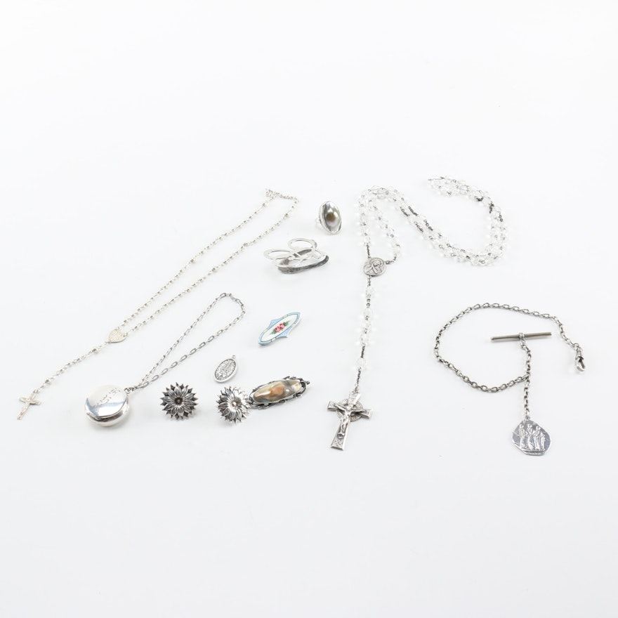 Sterling Silver Jewelry Including Rosaries