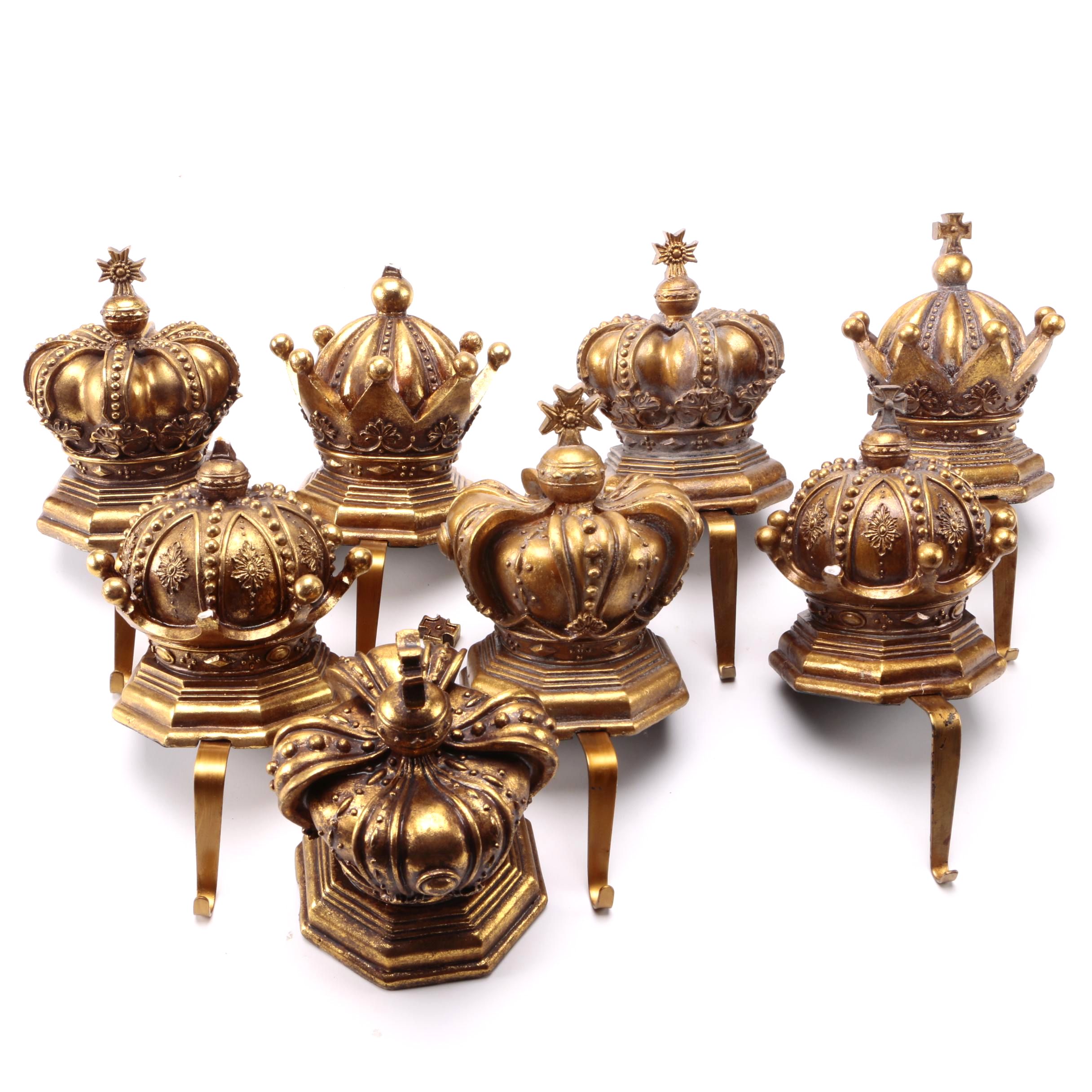 Gold Tone Mantel Christmas Stocking Hangers