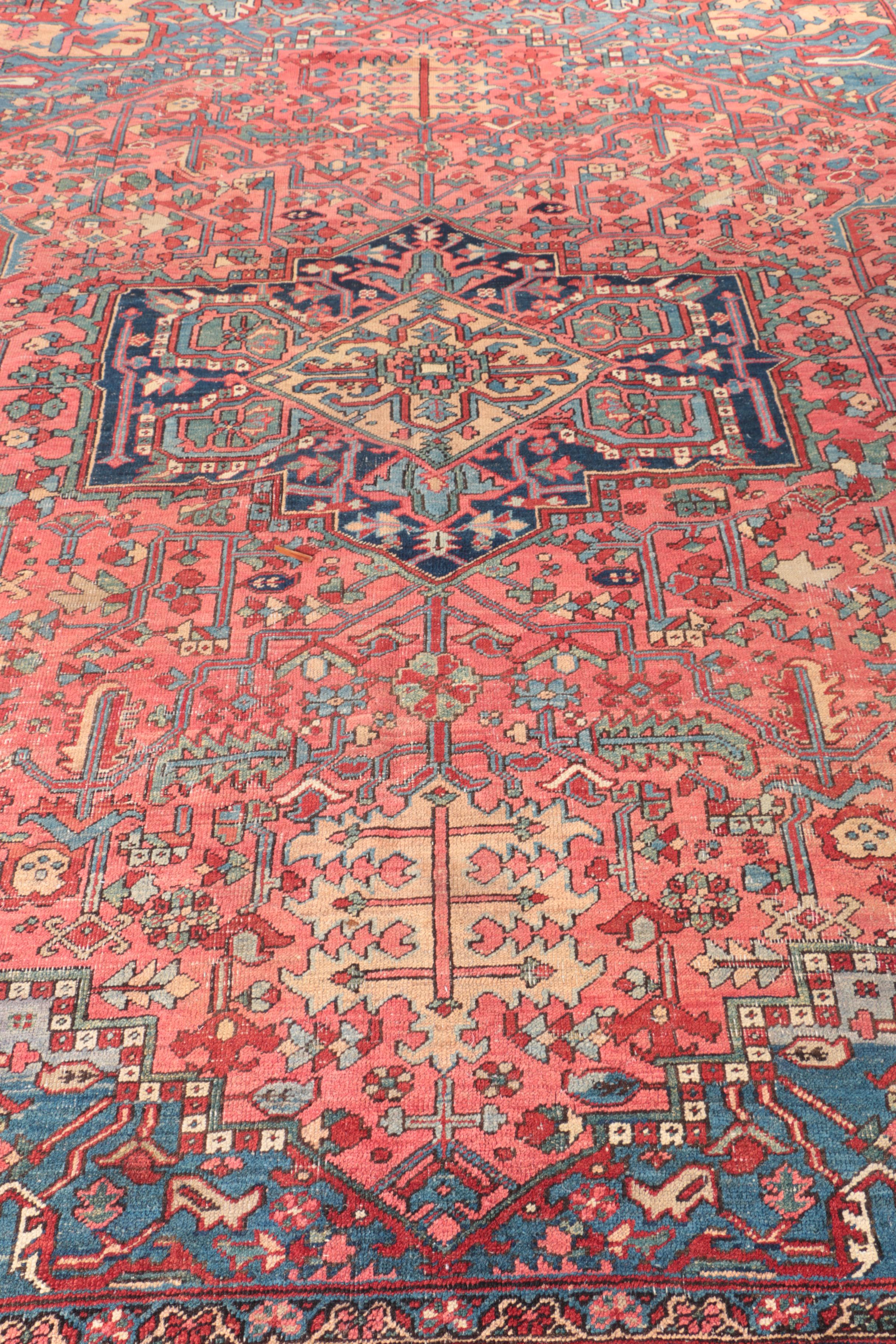 Antique Hand-Knotted Heriz Serapi Area Rug
