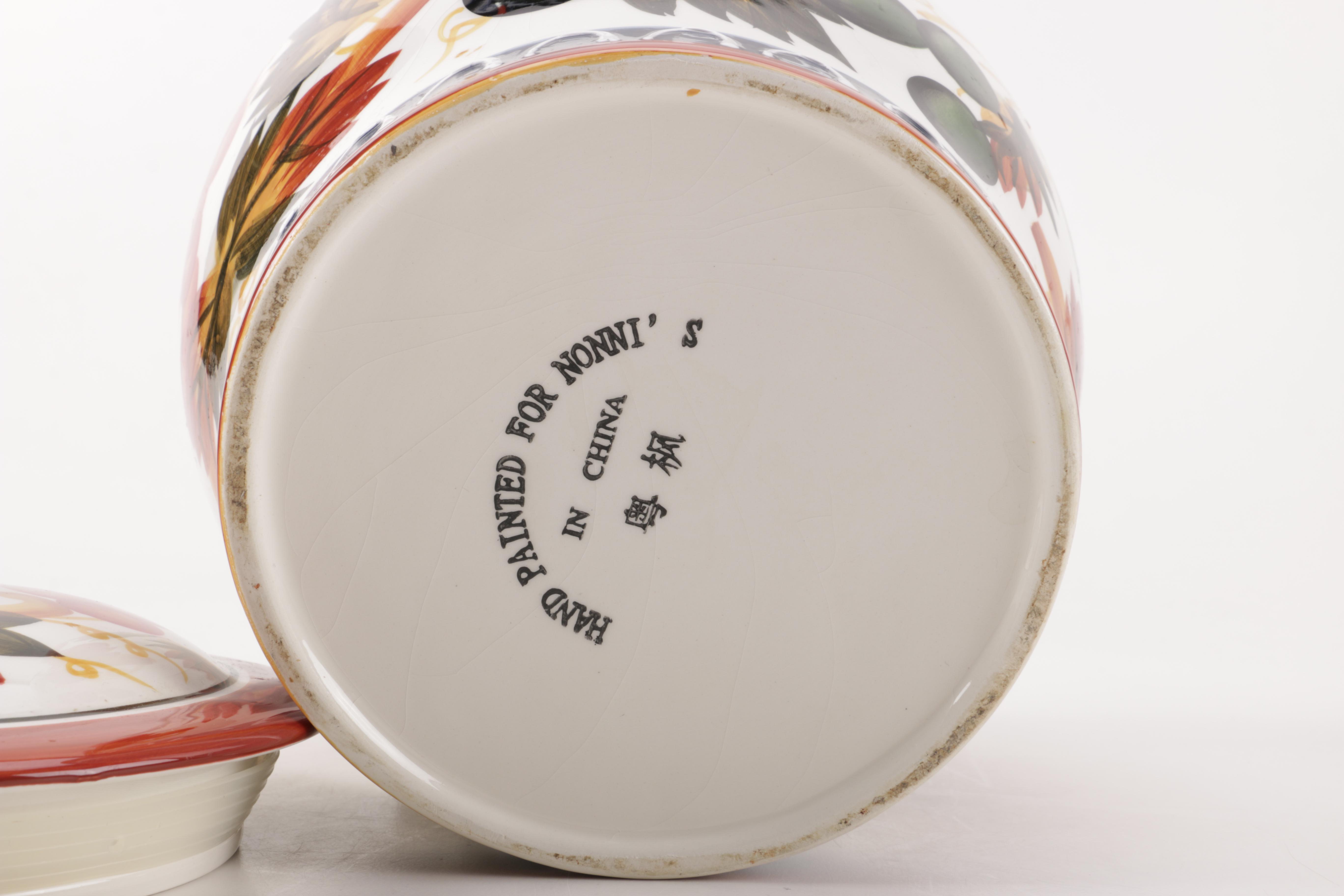 Lidded Canisters Featuring Nonni's Ceramic Jar