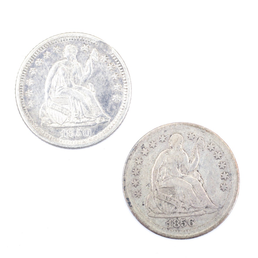 Silver United States 1850-O and 1856 Seated Liberty Half Dimes