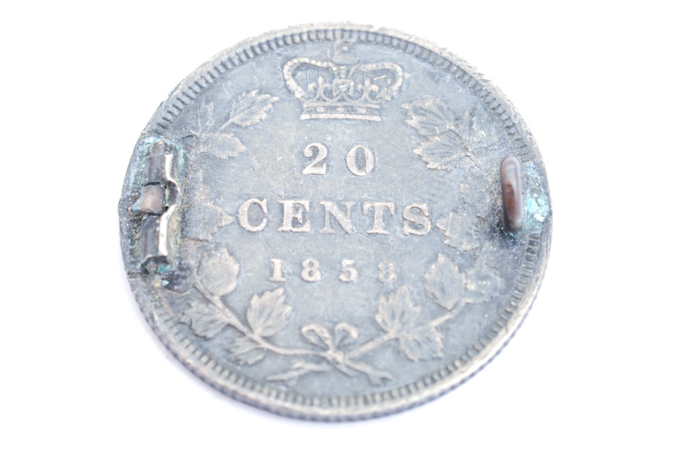 Silver Monogrammed 1858 Canadian Twenty Cent Piece Love Token