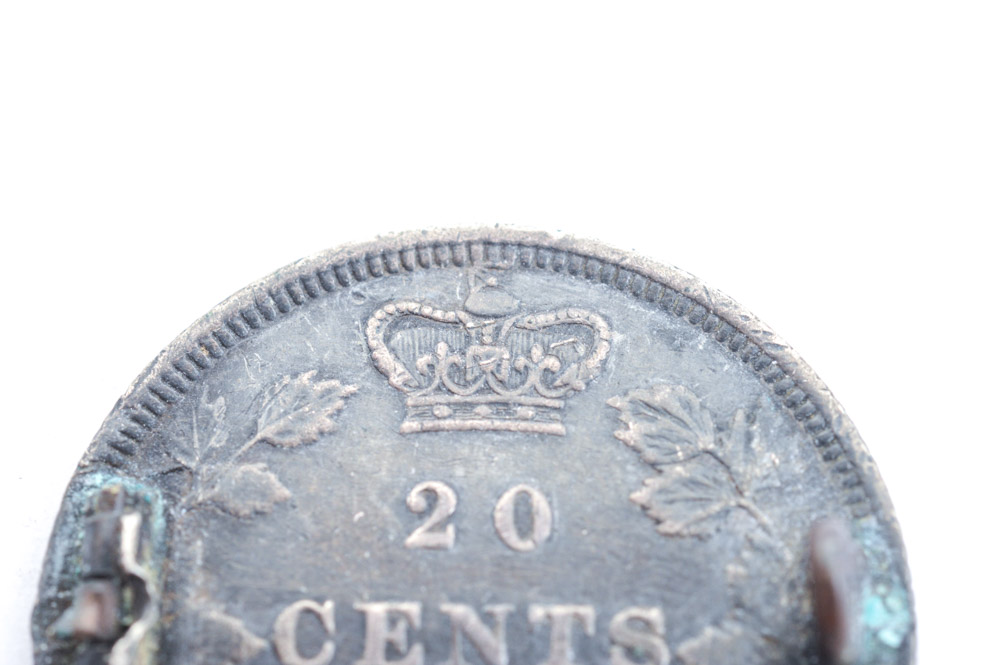 Silver Monogrammed 1858 Canadian Twenty Cent Piece Love Token