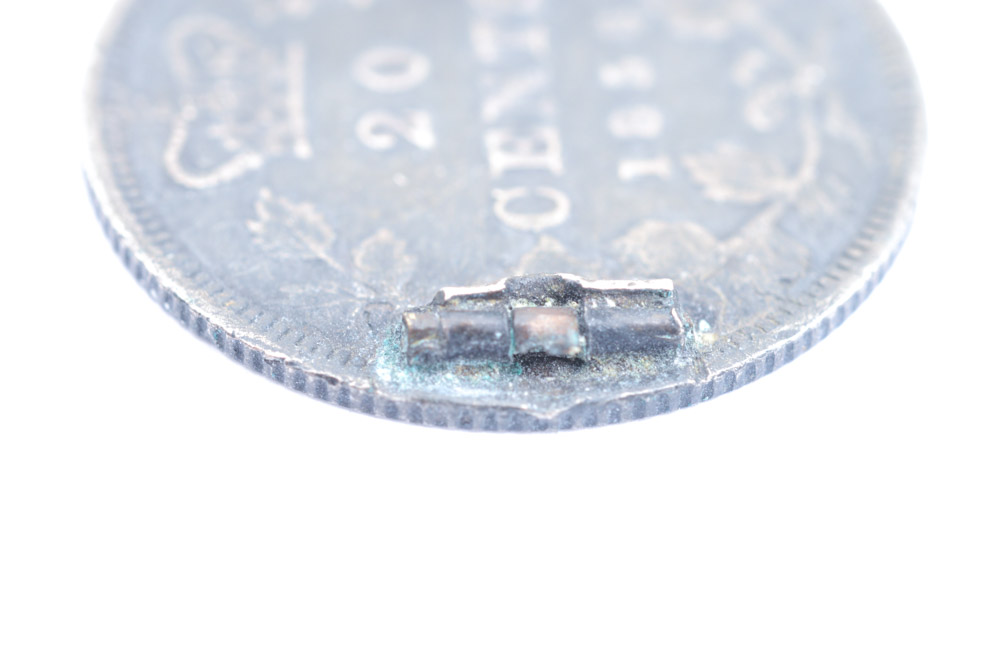 Silver Monogrammed 1858 Canadian Twenty Cent Piece Love Token