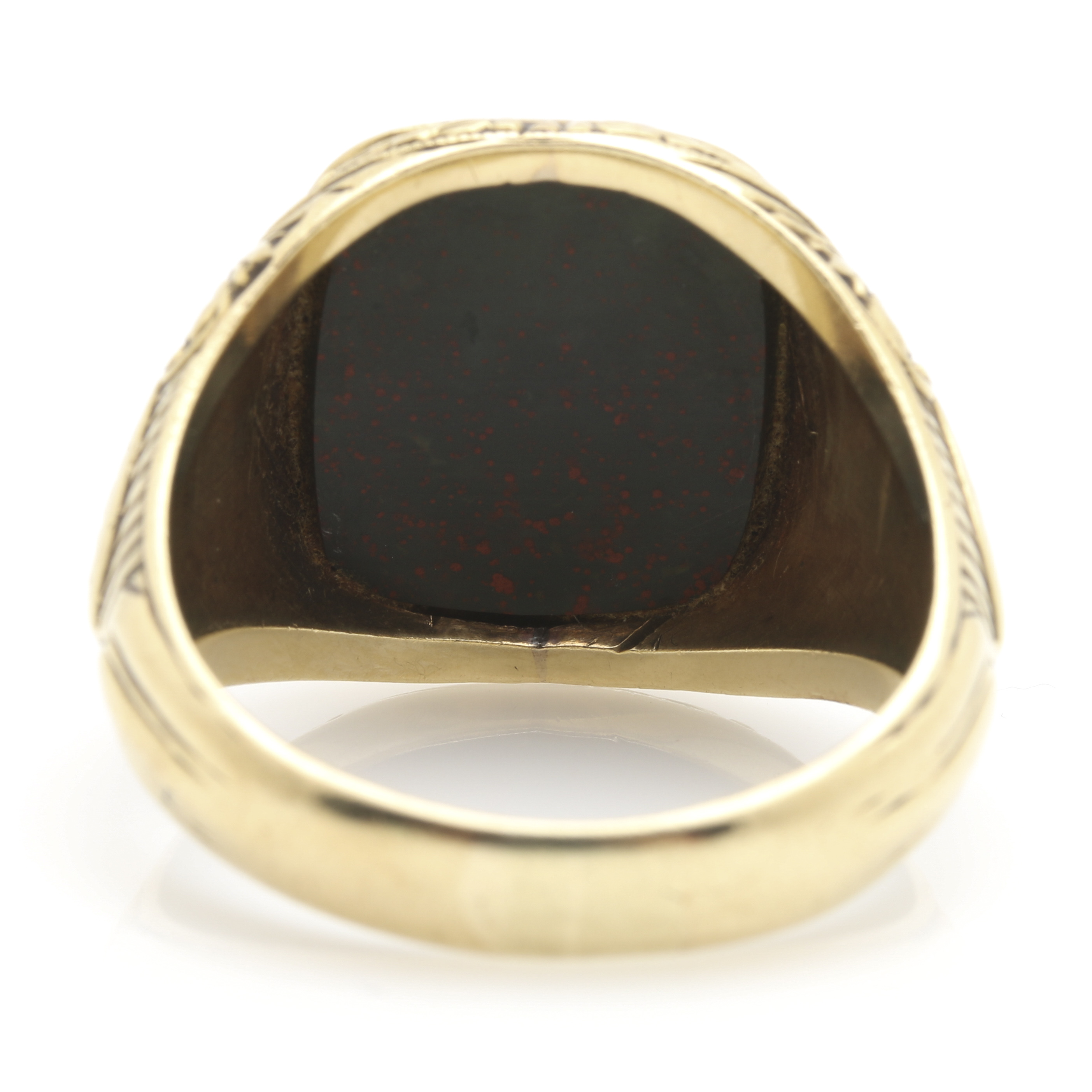 10K Yellow Gold Bloodstone Intaglio Ring