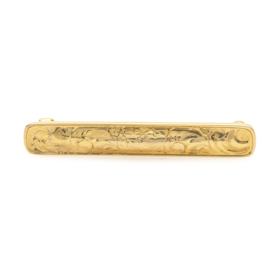 14K Yellow Gold Bar Pin