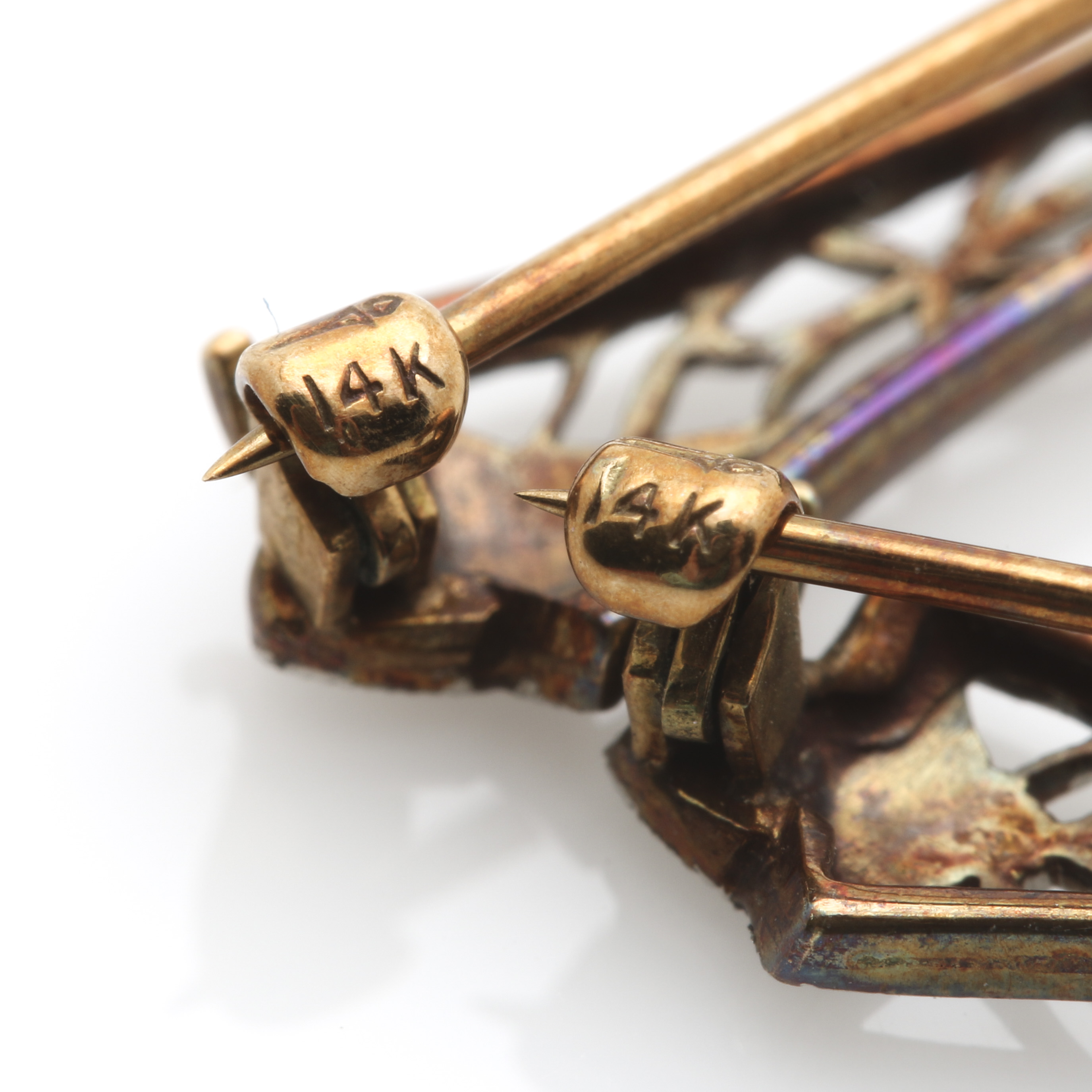 Platinum Bar Pins With 14K Gold Findings