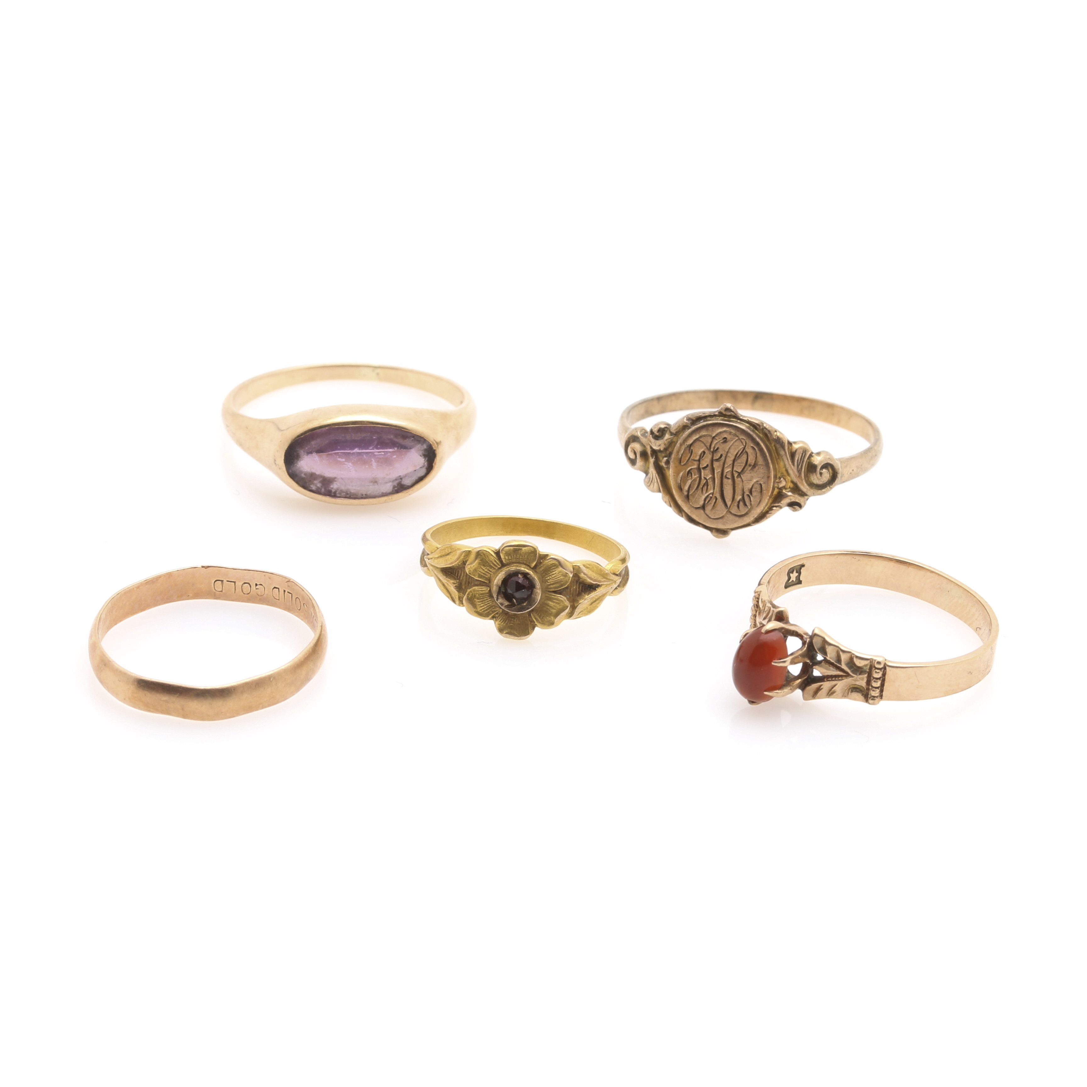 10K Yellow Gold Assortment of Gemstone Rings