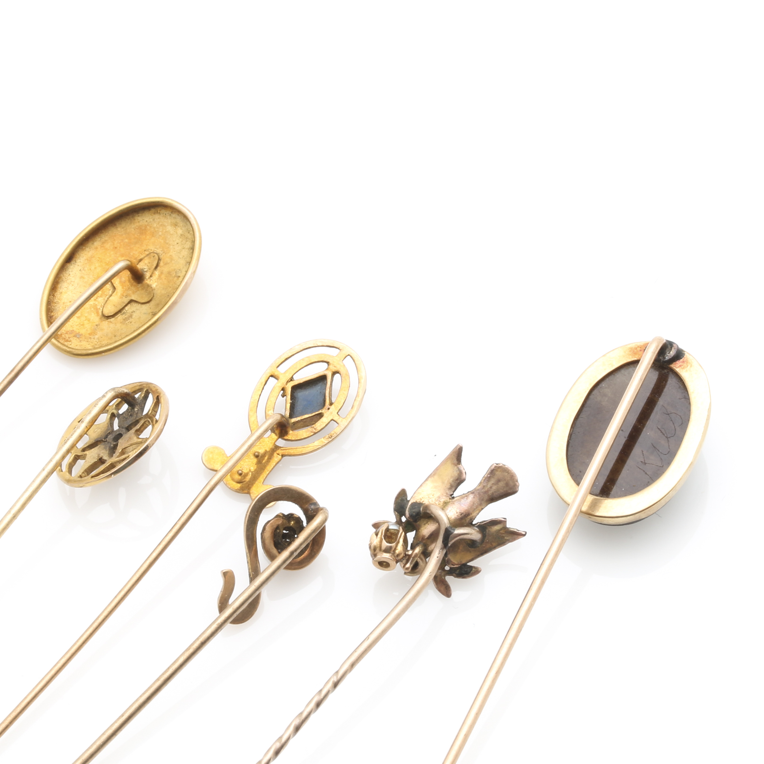 10K Yellow Gold Stick Pins Including Diamonds