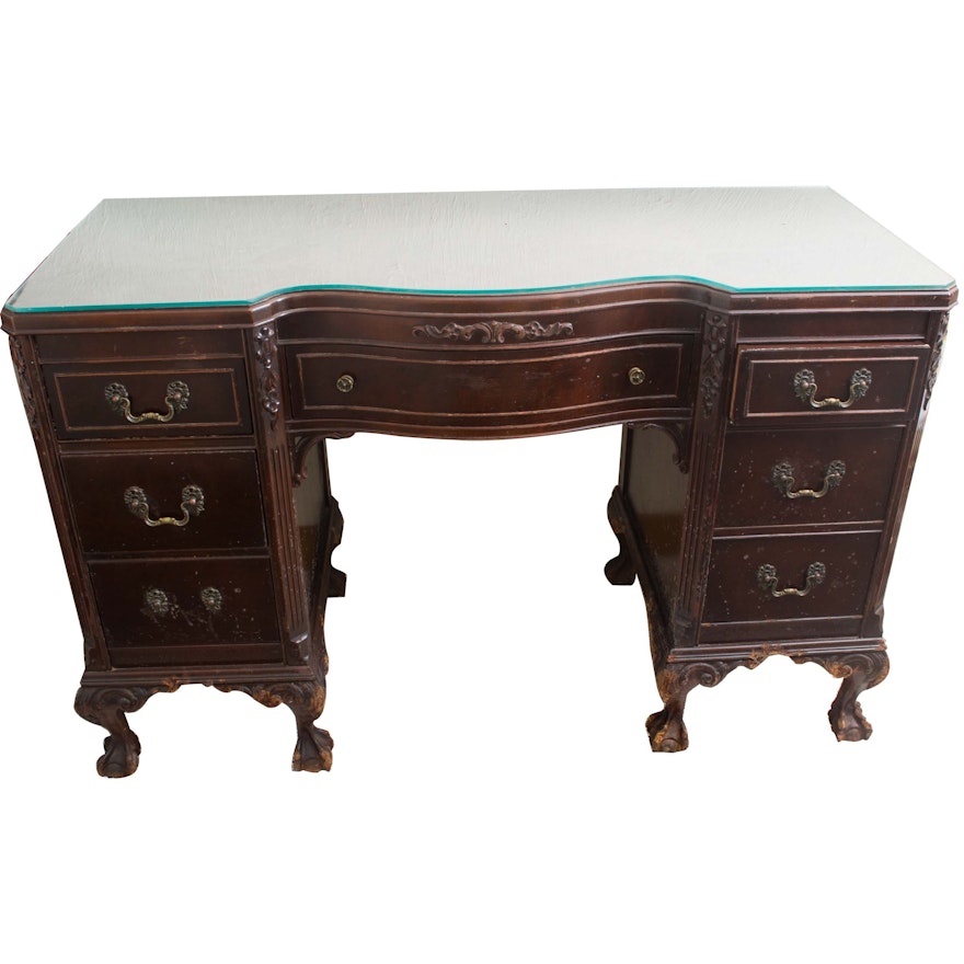 Vintage Chippendale Style Mahogany Desk