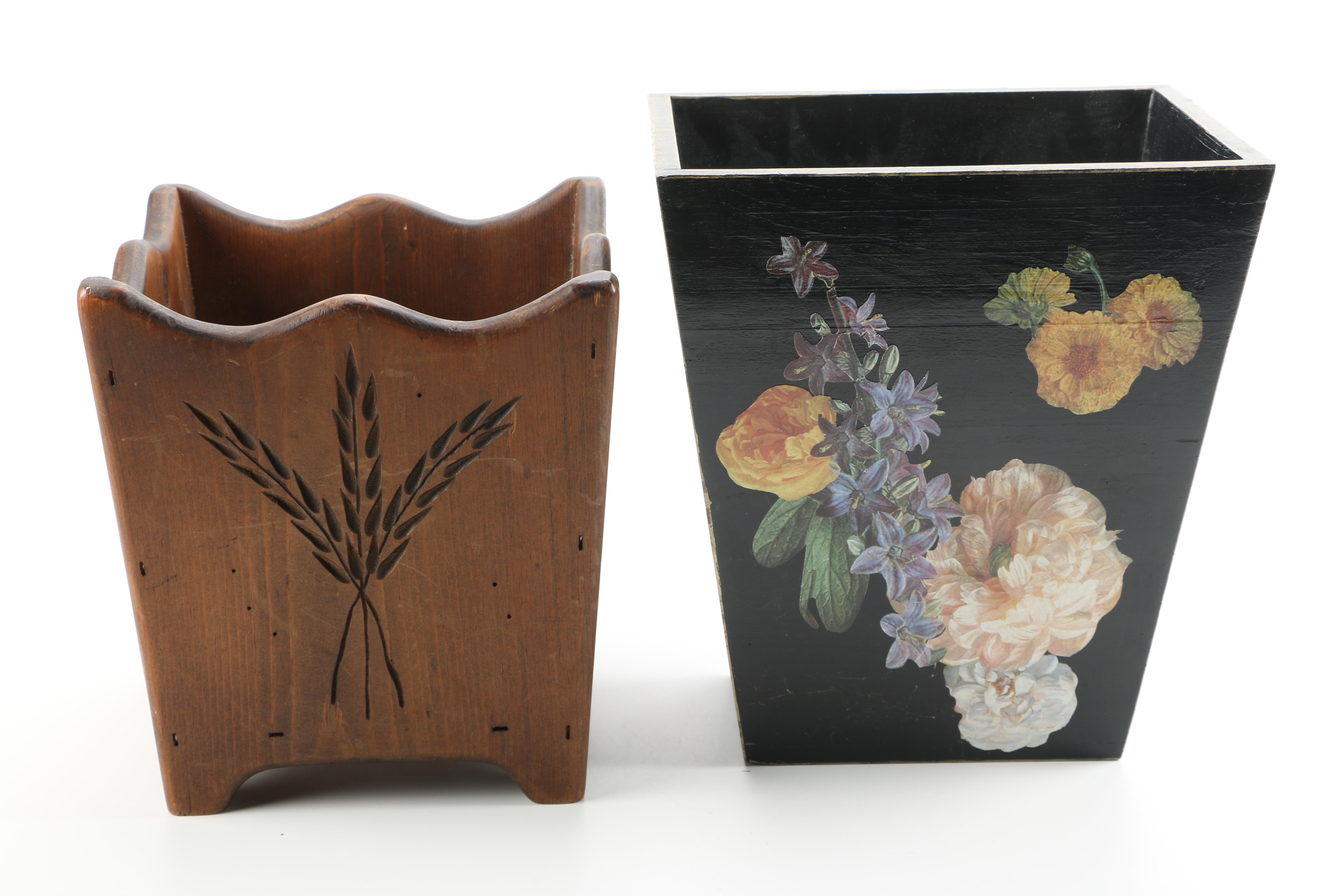 Pair of Decorative Wooden Bins Including The Essex Collection
