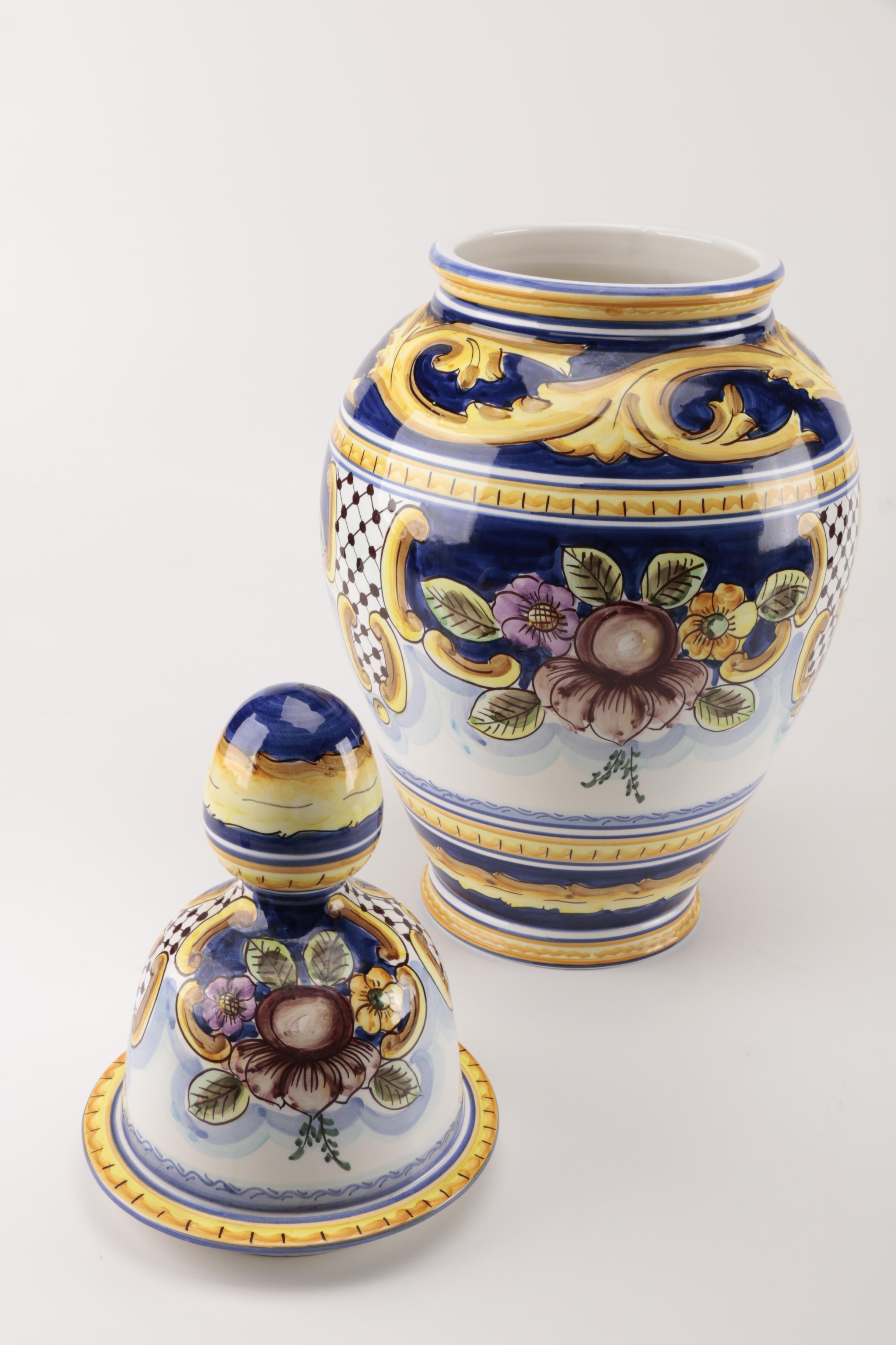Catalina Alcaide Hand-Painted Spanish Urn